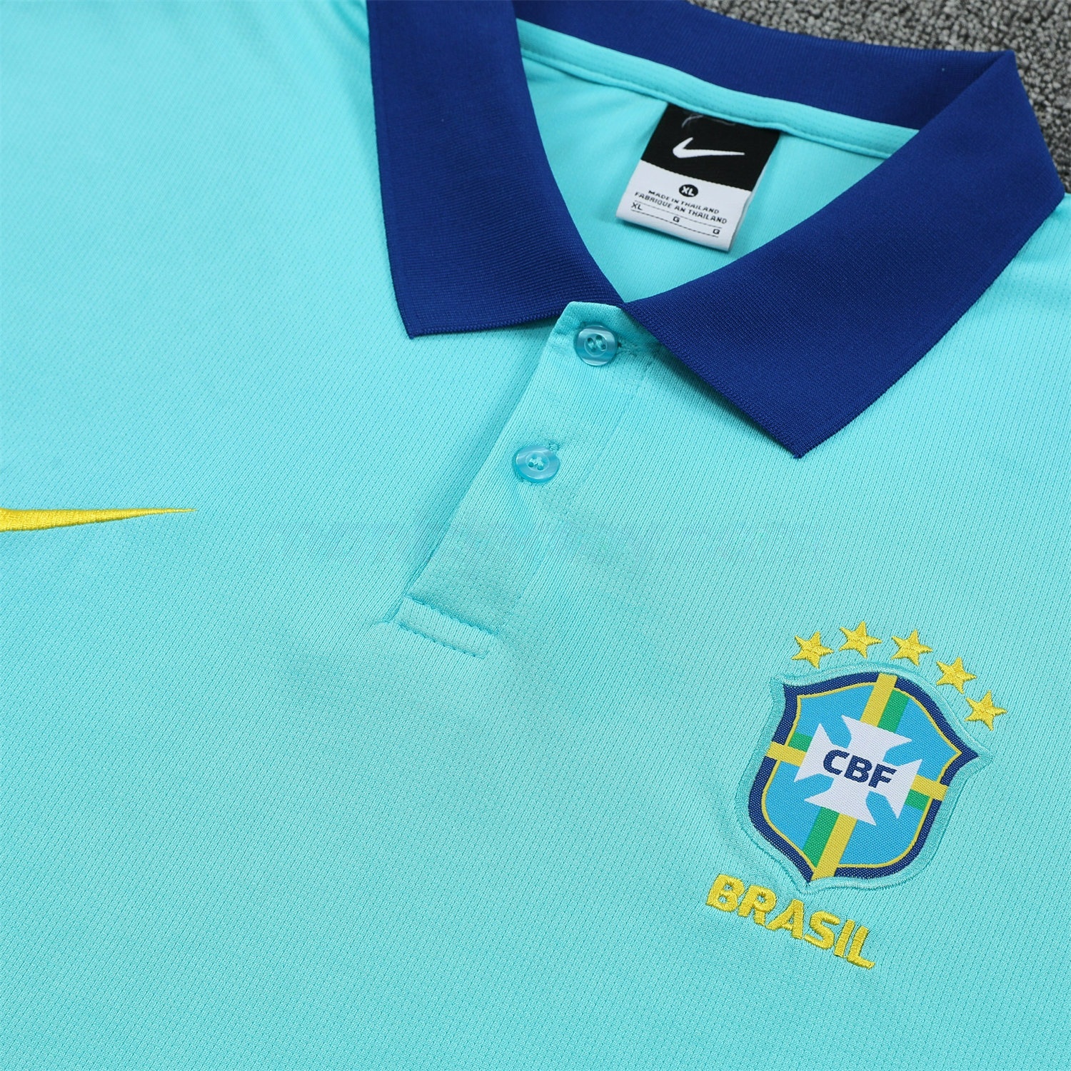 Brazil 25-26 POLO Short-Sleeve Training Set - Blue Top and Deep Blue Pants - UnitedFutballJersey