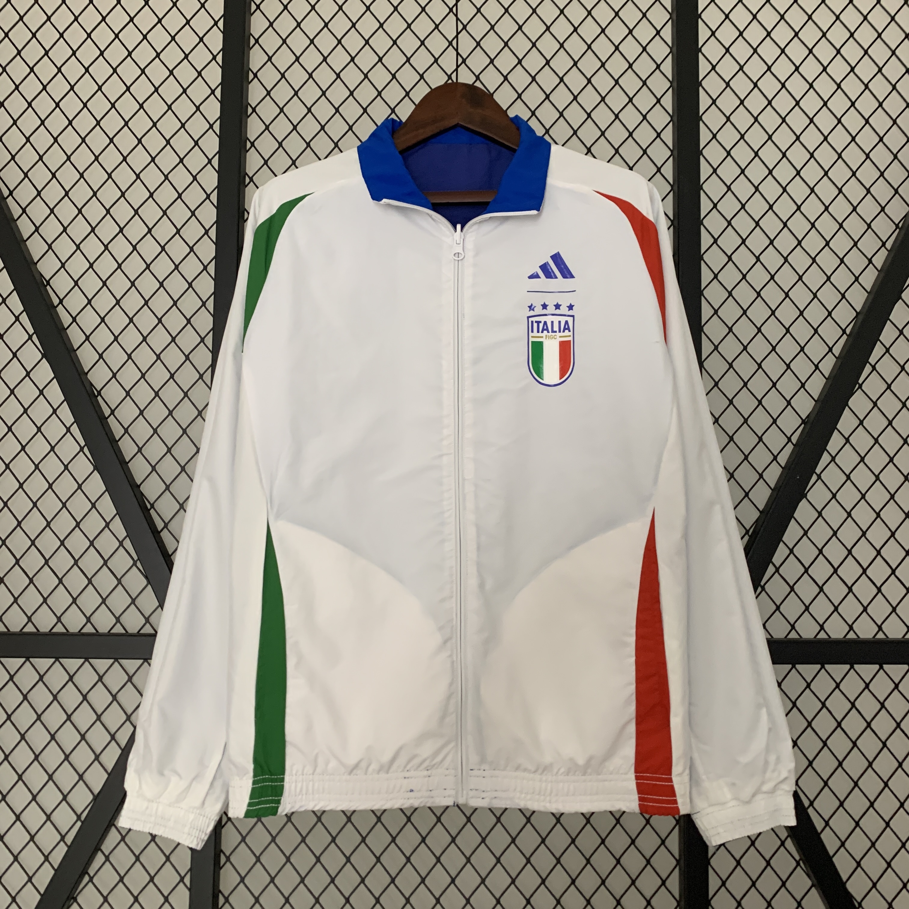 Italy 23-24 Double Sided Windbreaker - Blue & White - UnitedFutballJersey