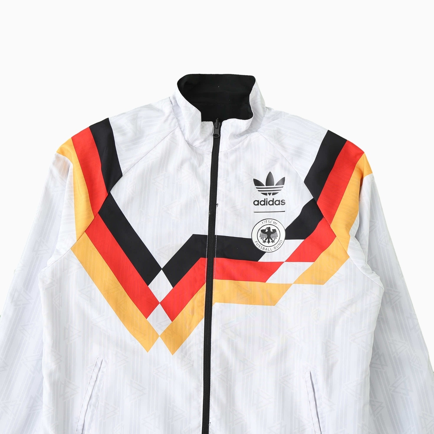 Retro Germany 1990 Double Sided Reversible Windbreaker - White & Black - UnitedFutballJersey