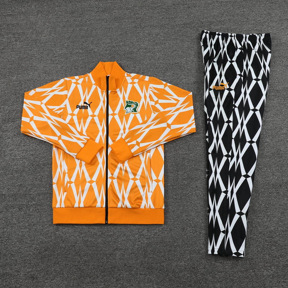 Cote d'Ivoire 23-24 Jacket Training Tracksuit - Orange & Black - UnitedFutballJersey