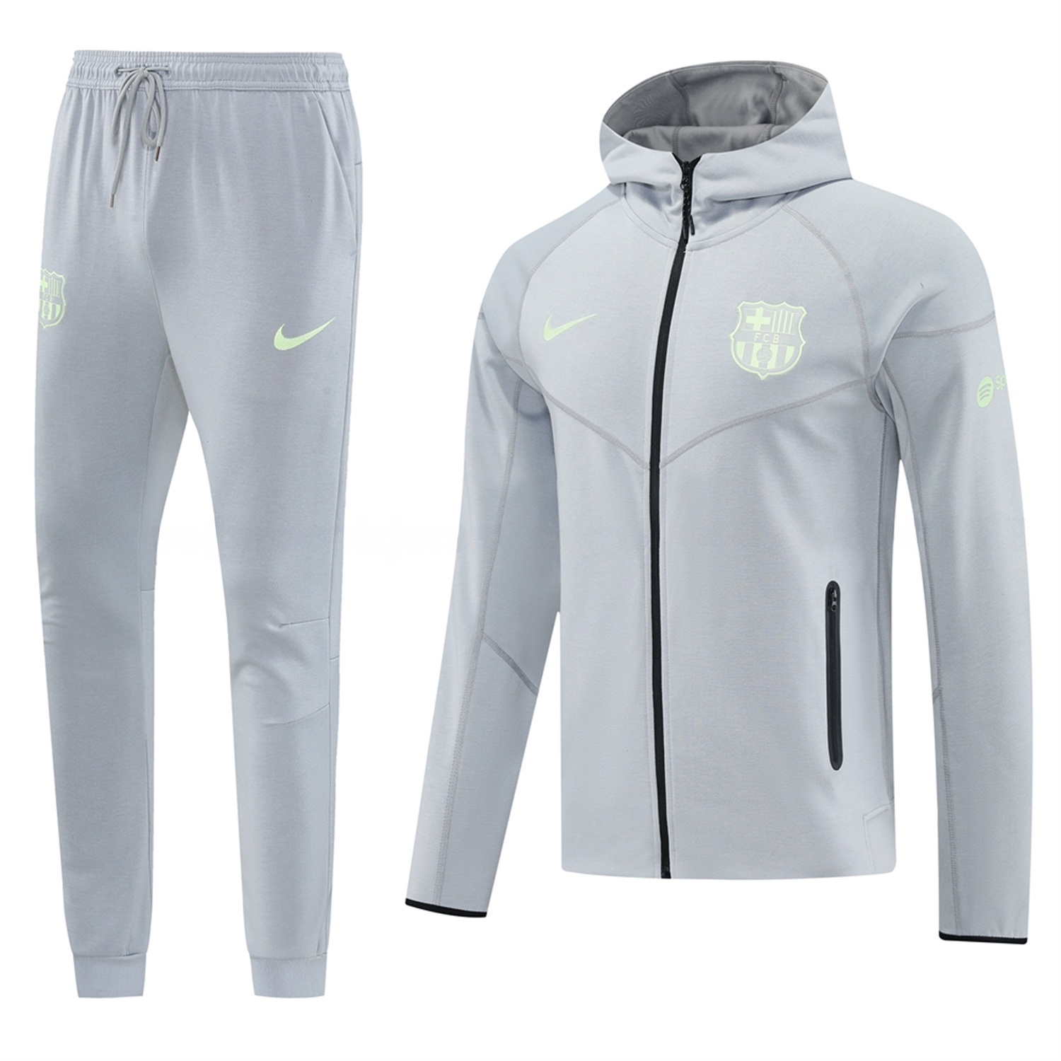 Barcelona 25-26 Hooded Jacket Training Tracksuit - Grey Jackets & Pants - UnitedFutballJersey