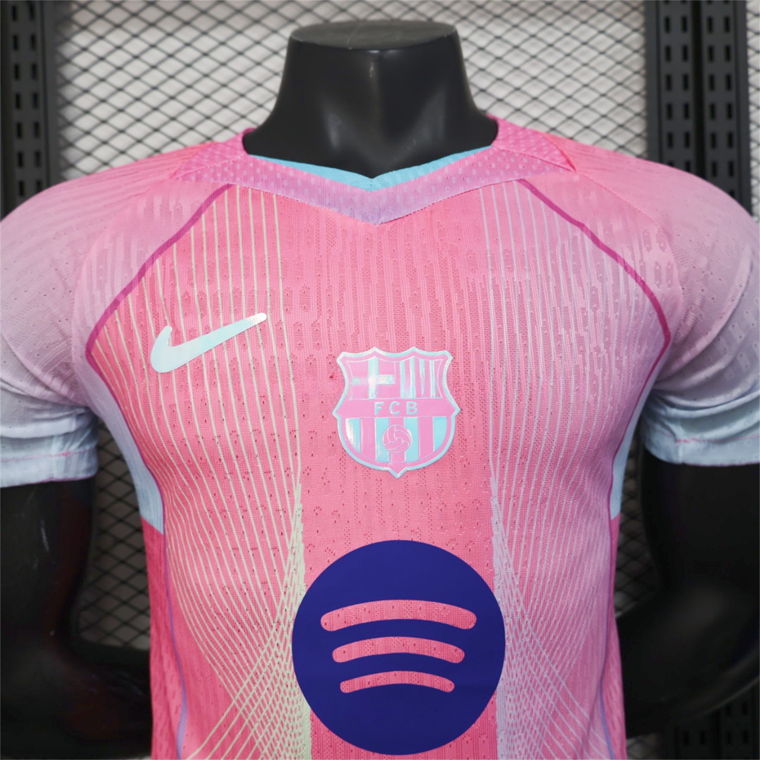 Barcelona 25-26 Pink and Light Blue Stripes Jersey - Player Version - UnitedFutballJersey