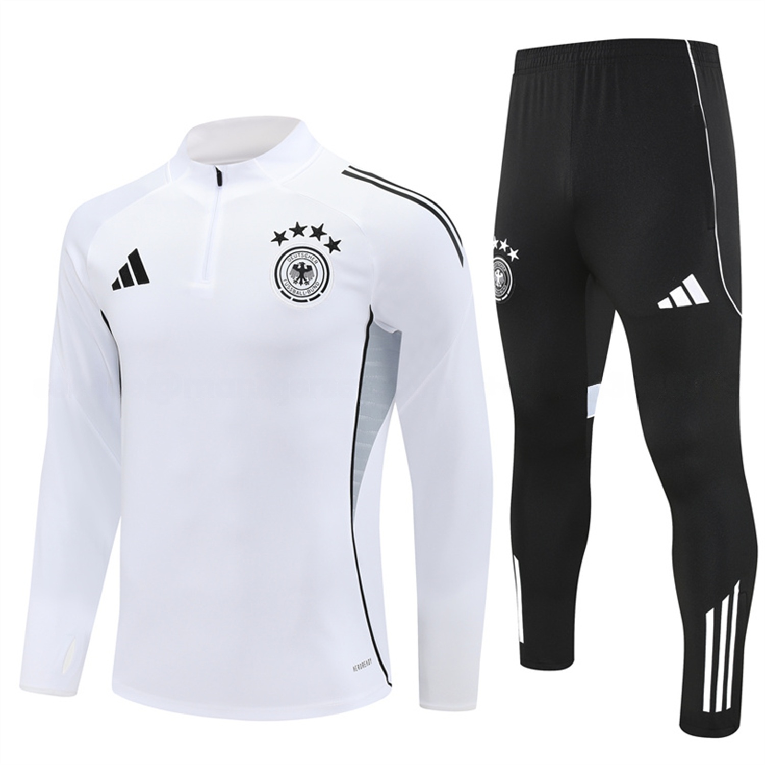Germany 25-26 Long Sleeve Training Set - White Top and Black Pants - UnitedFutballJersey