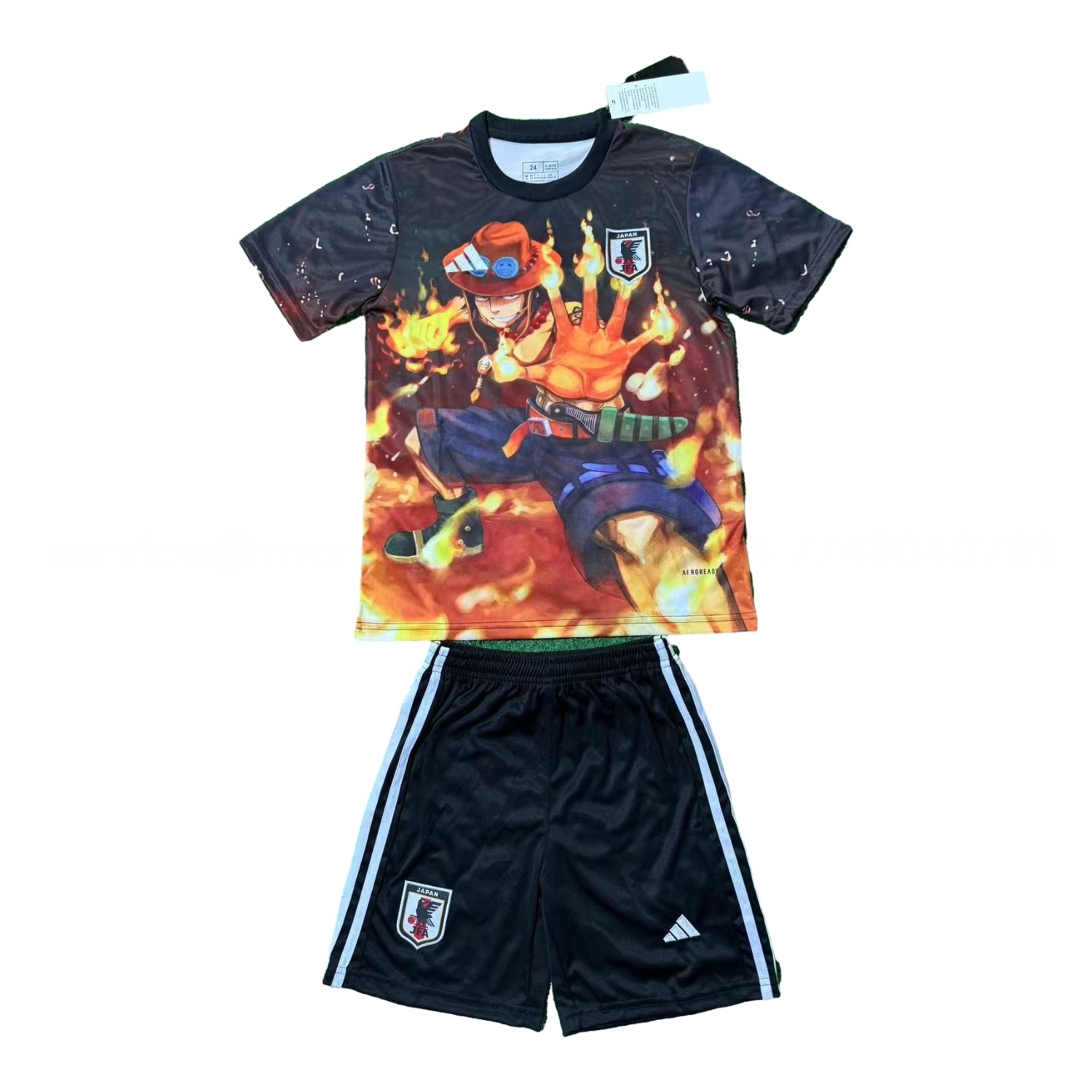 Japan 25-26 Fire Boy Ace Black Special Kids Kit - UnitedFutballJersey