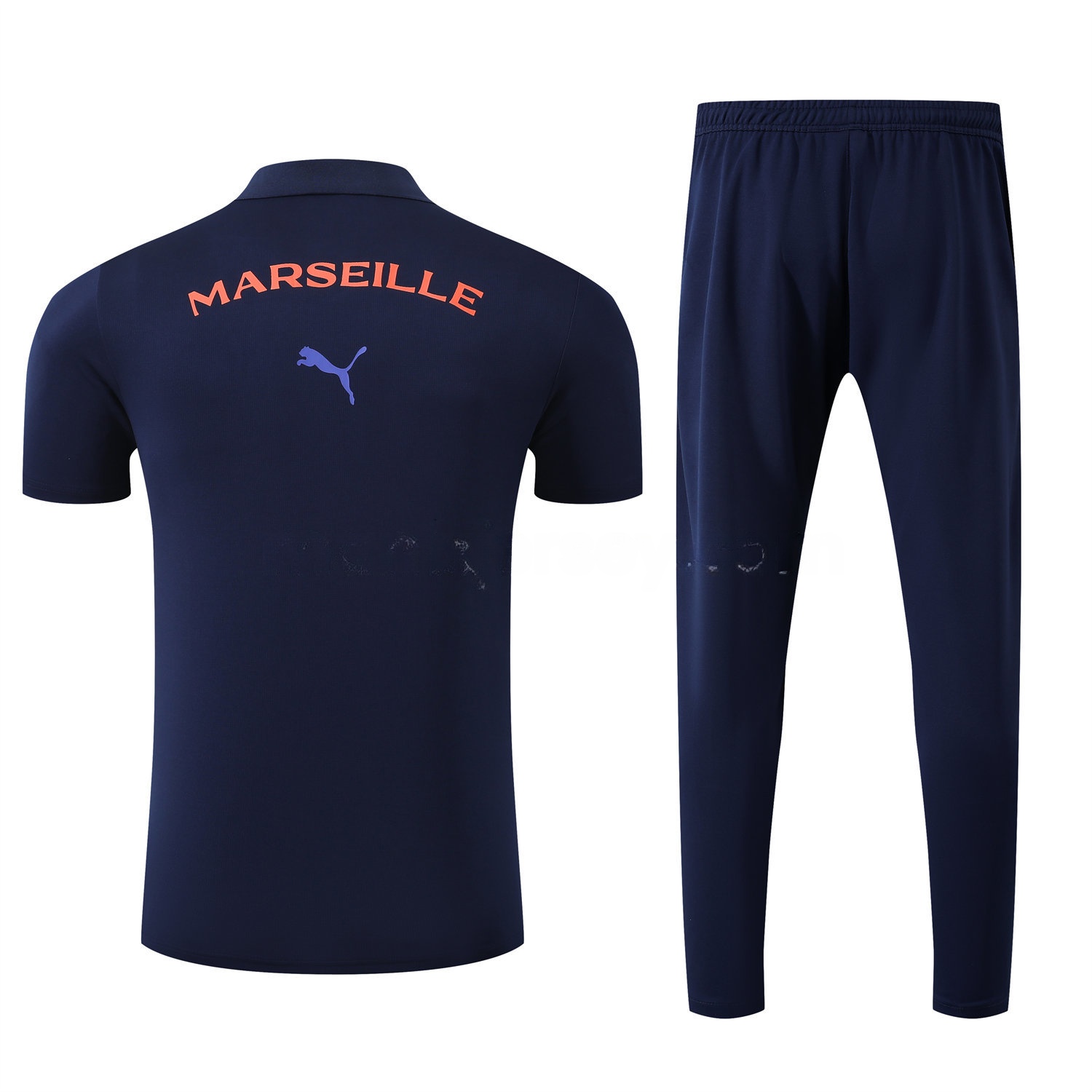 Marseille 25-26 POLO Short-Sleeve Training Set - Deep Blue Top and Pants - UnitedFutballJersey