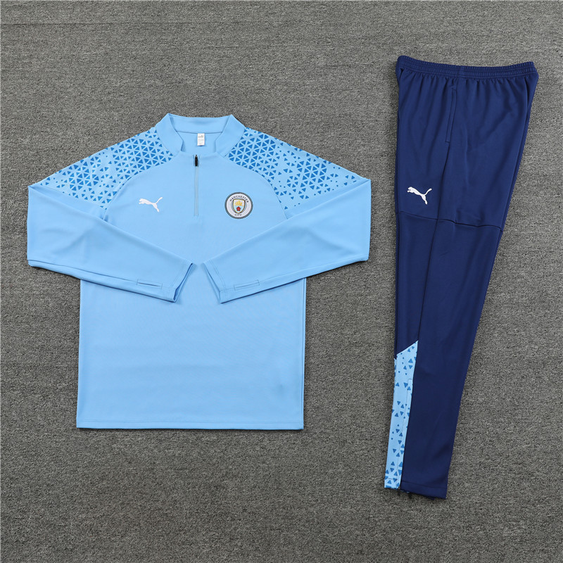 Manchester City 23-24 Long Sleeve Training Set -Light Blue - UnitedFutballJersey