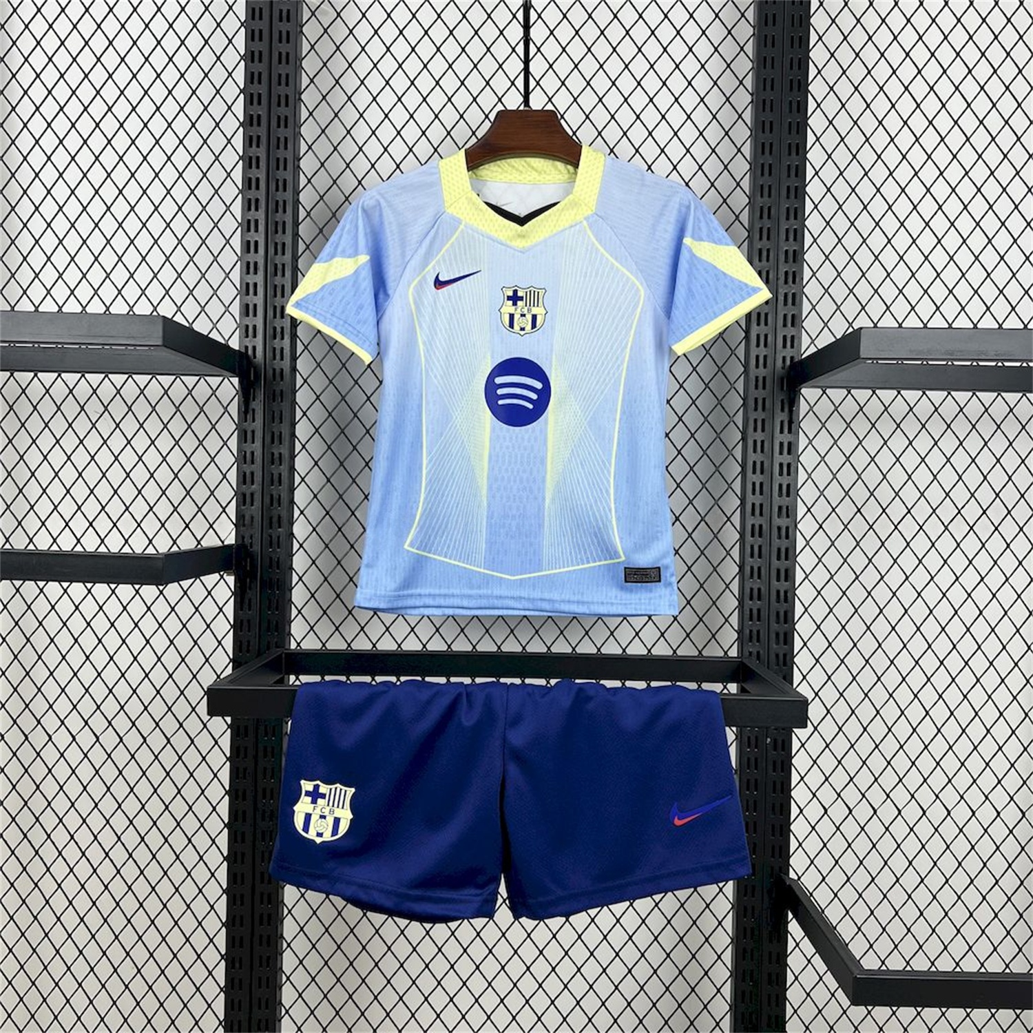 B.A.R.S.A 25-26 T90 White Lines Light Blue Gradient Special Kids Kit - UnitedFutballJersey