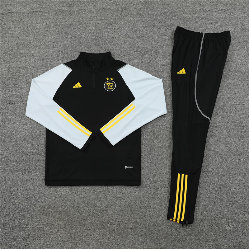 Algeria 23-24 Kids Long Sleeve Training Set Black and White - UnitedFutballJersey