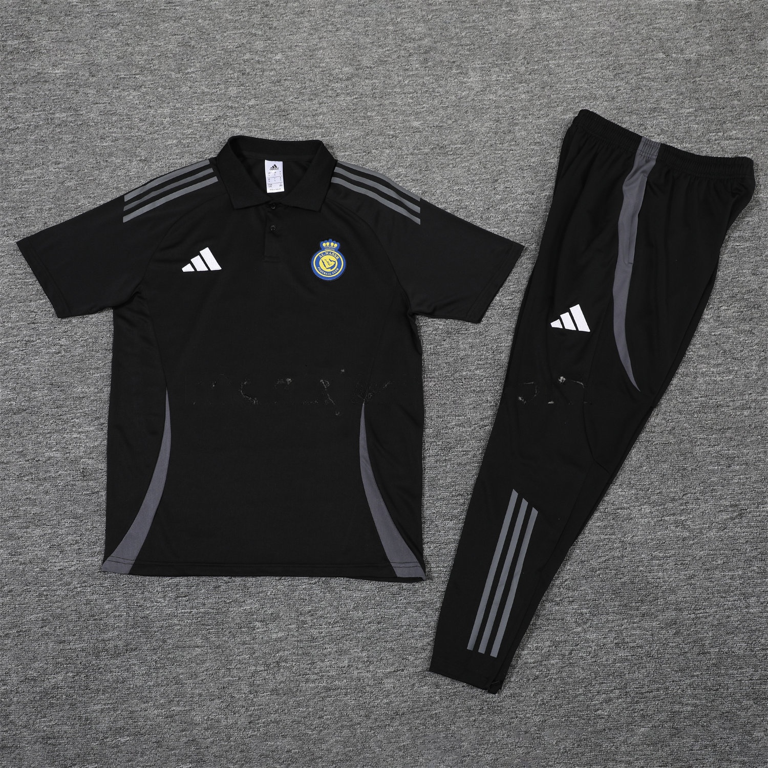 Al Nassr Riyadh Victory 25-26 POLO Short-Sleeve Training Set - Black Top and Pants - UnitedFutballJersey