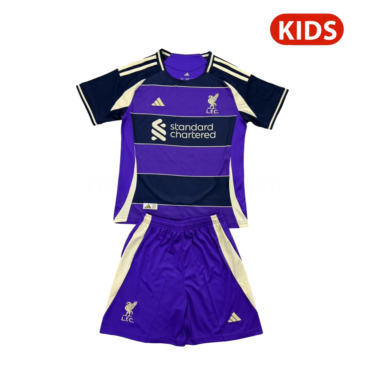 Liver.pool 25-26 Purple Dark Blue Horizontal Stripes Concept Kids Kit - UnitedFutballJersey