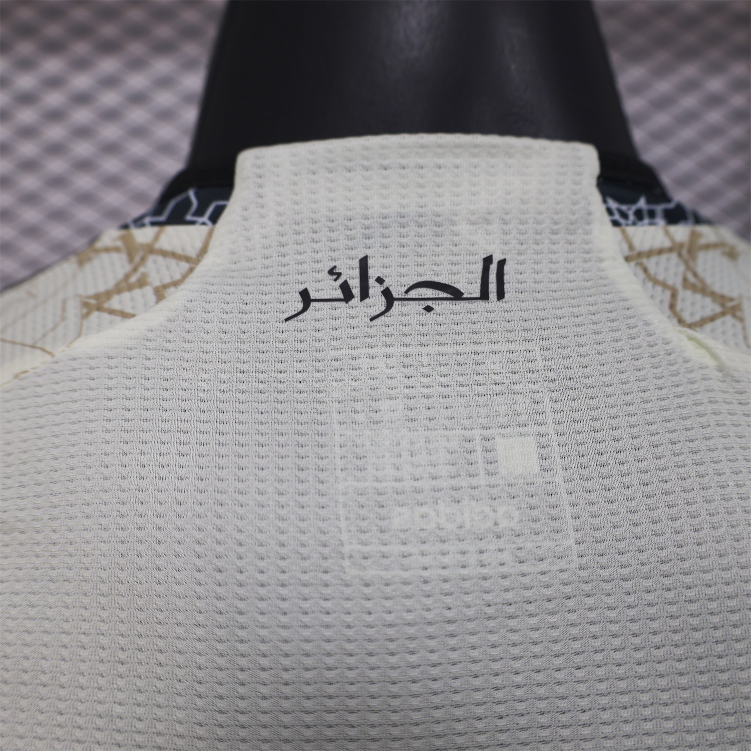 Algeria 25-26 Light Yellow with Black Classical Pattern Jersey - Player Version - UnitedFutballJersey