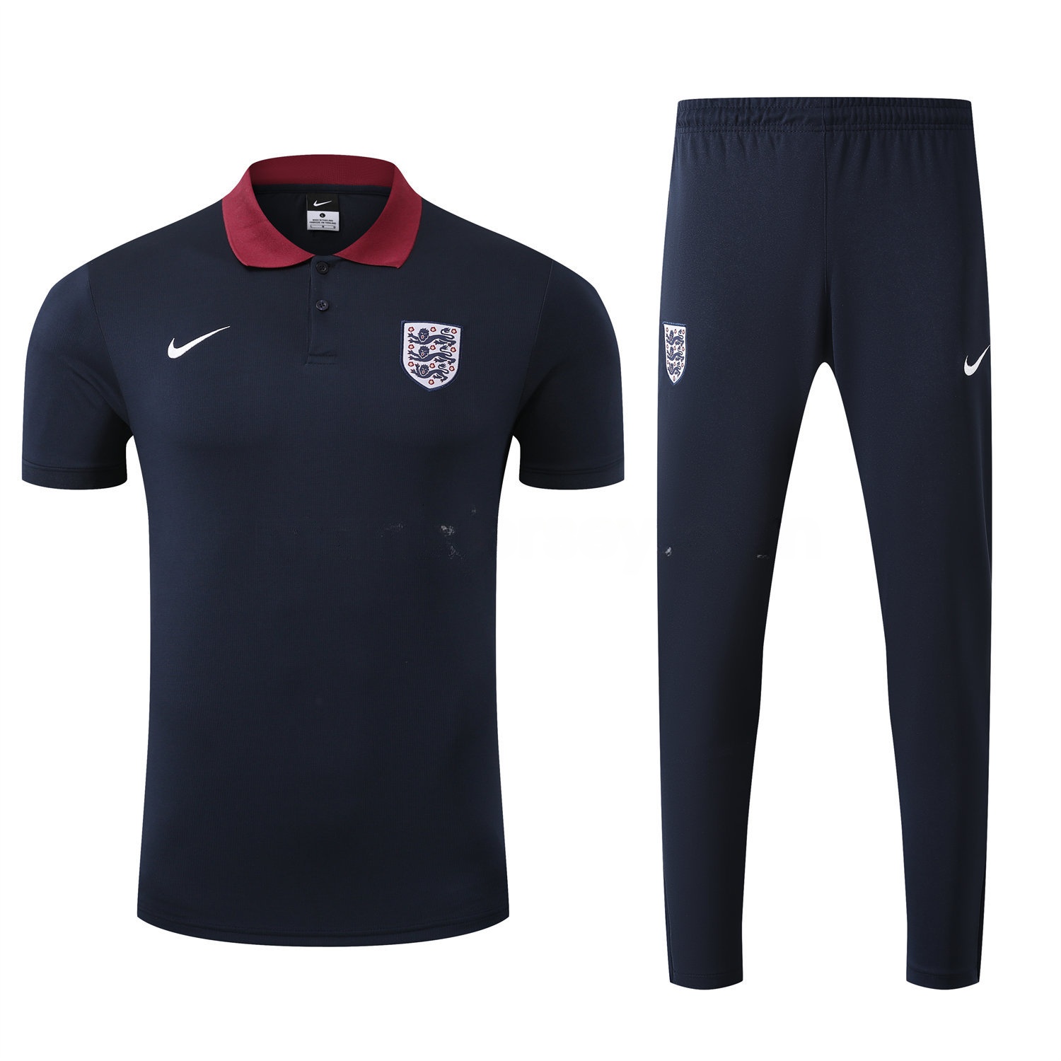 England 25-26 POLO Short-Sleeve Training Set - Deep Blue Top and Pants - UnitedFutballJersey