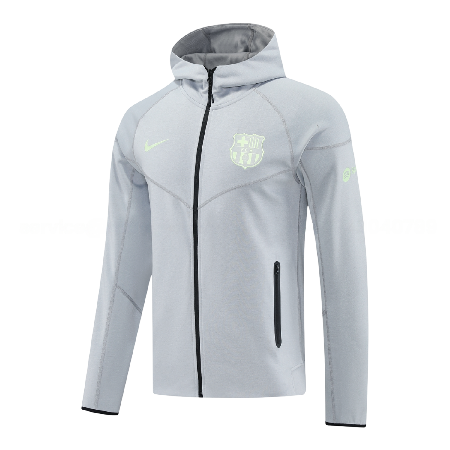 Barcelona 25-26 Hooded Jacket Training Tracksuit - Grey Jackets & Pants - UnitedFutballJersey