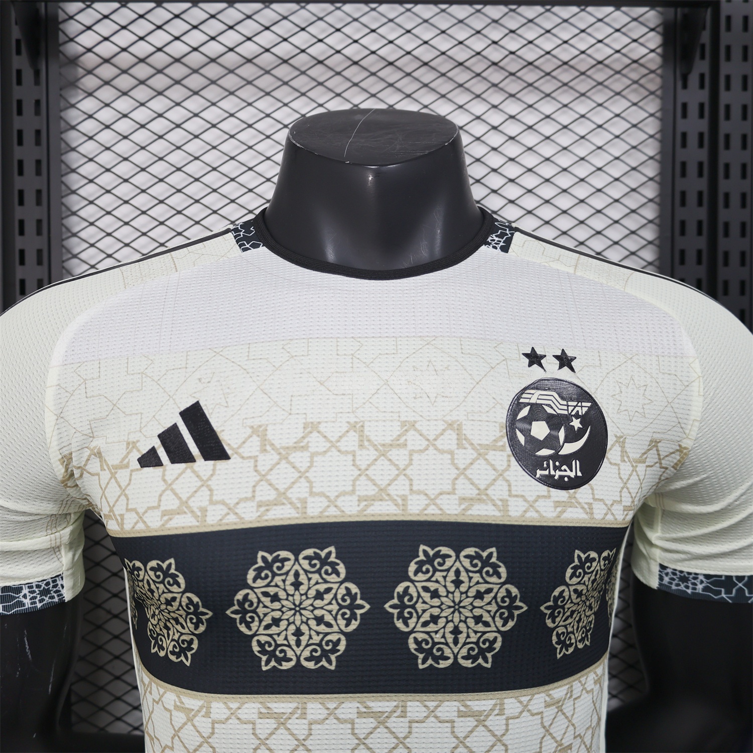 Algeria 25-26 Light Yellow with Black Classical Pattern Jersey - Player Version - UnitedFutballJersey