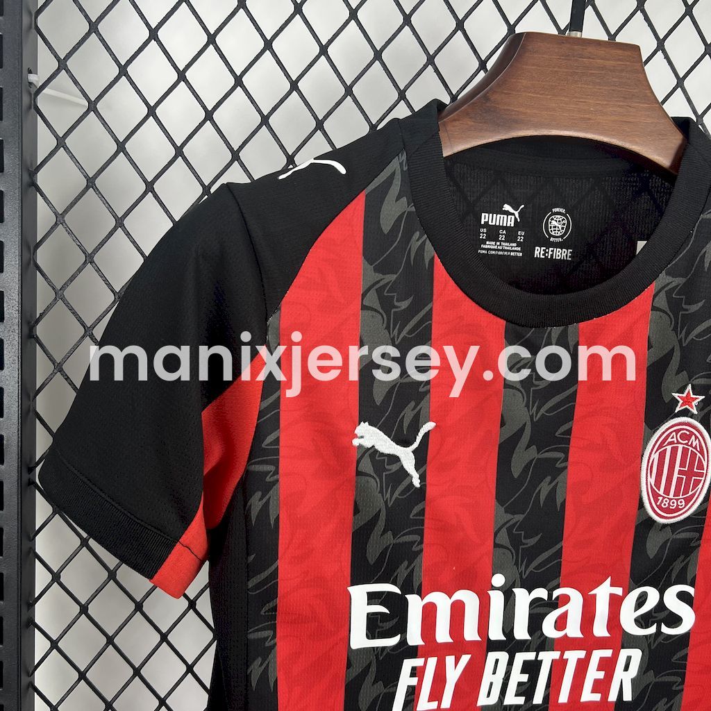 AC Milan 25-26 Home Kids Kit - UnitedFutballJersey
