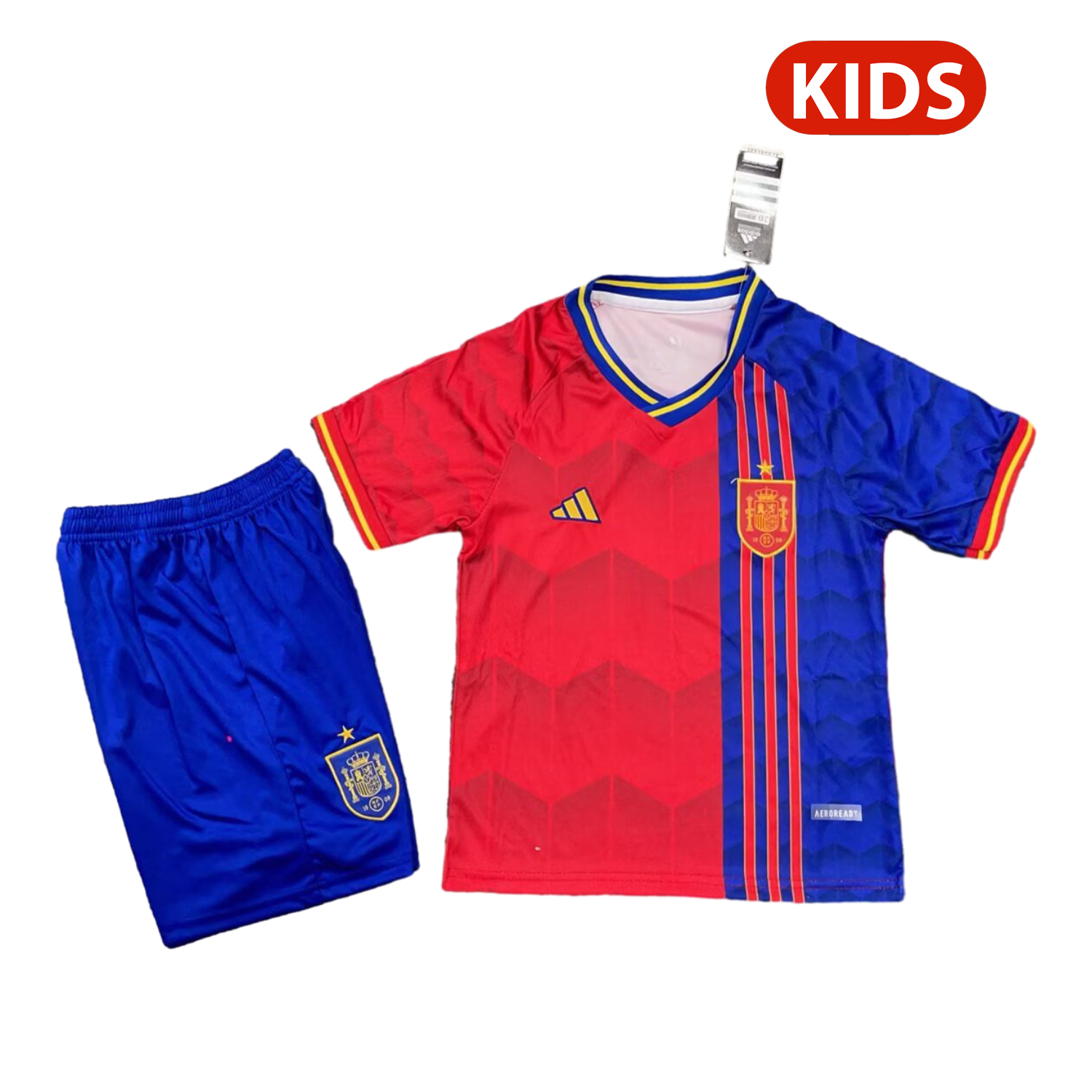 Spain 2025 2025 Red And Blue Special Edition Kids Kit - UnitedFutballJersey