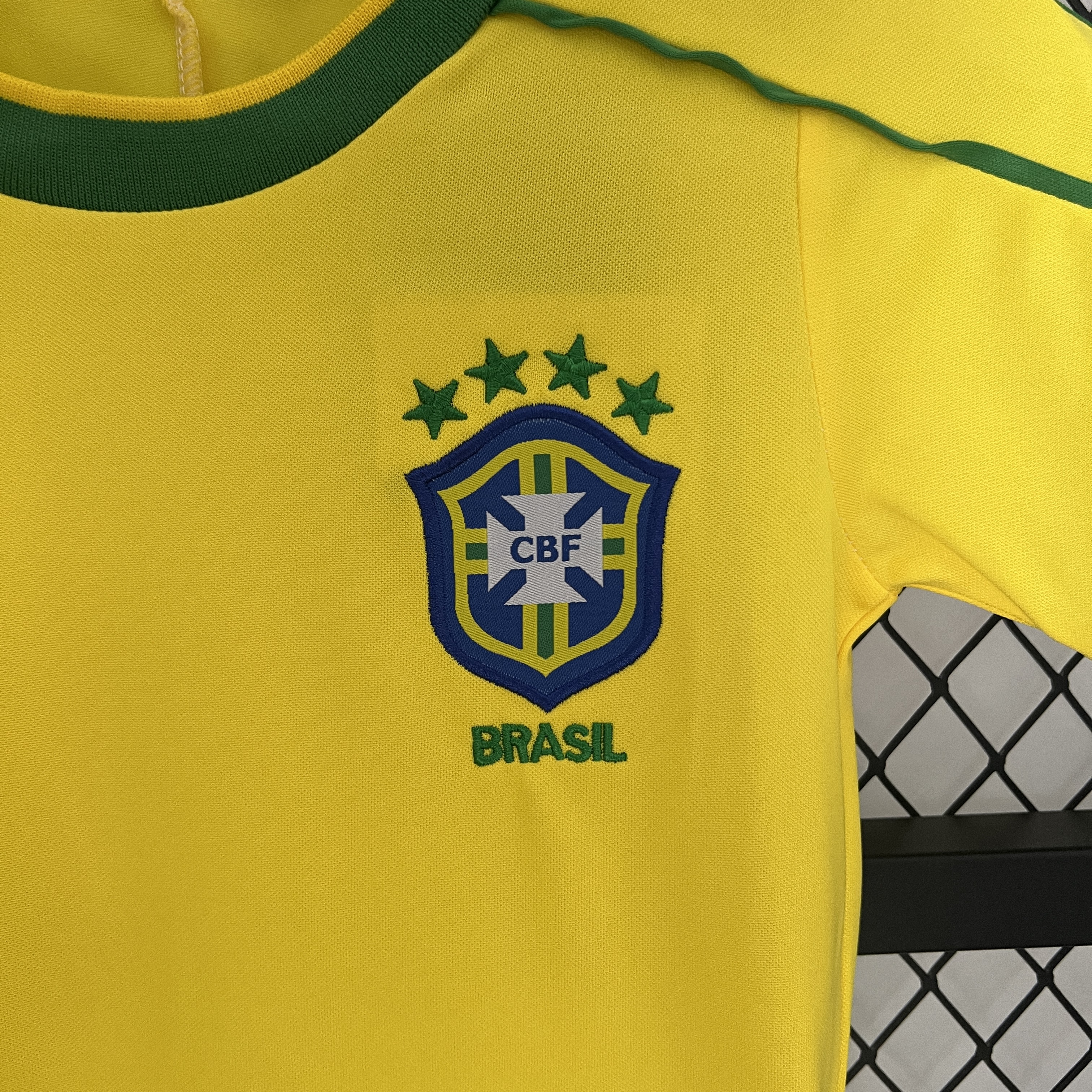 Retro Brazil 1998 Home Stadium Kids Kit - UnitedFutballJersey