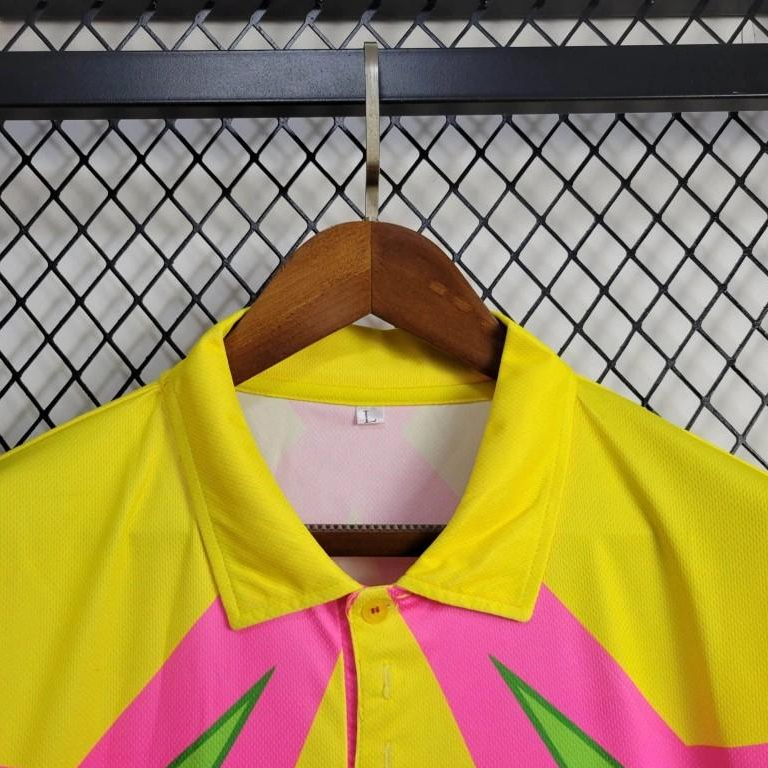 Retro Mexico 1998 World Cup Goalkeeper Pink Yellow Jersey - UnitedFutballJersey