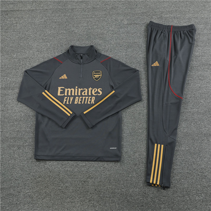 Arsenal 23-24 Kids Long Sleeve Training Set Dark Grey - UnitedFutballJersey