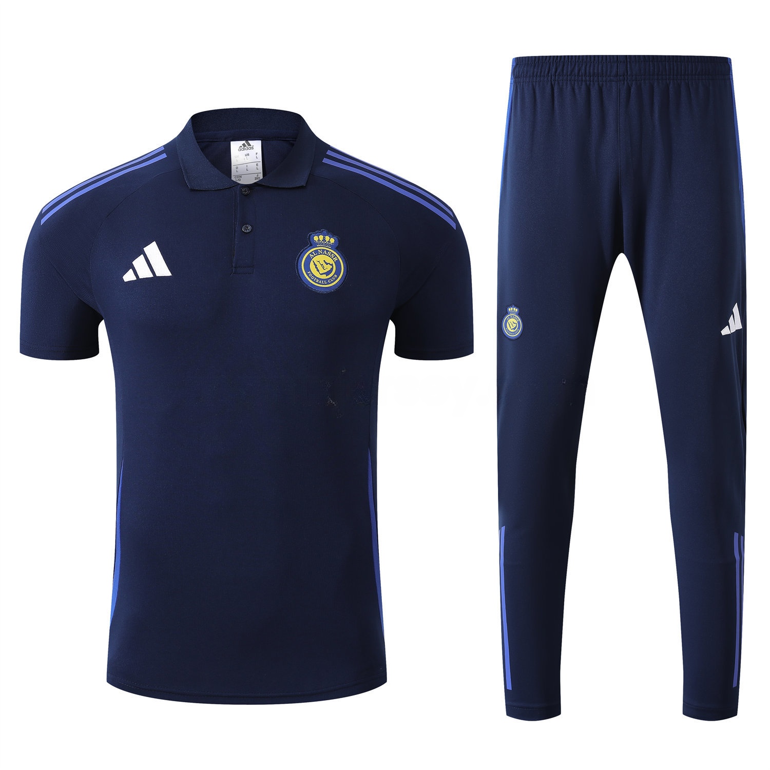 Al Nassr Riyadh Victory 25-26 POLO Short-Sleeve Training Set - Deep Blue Top and Pants - UnitedFutballJersey