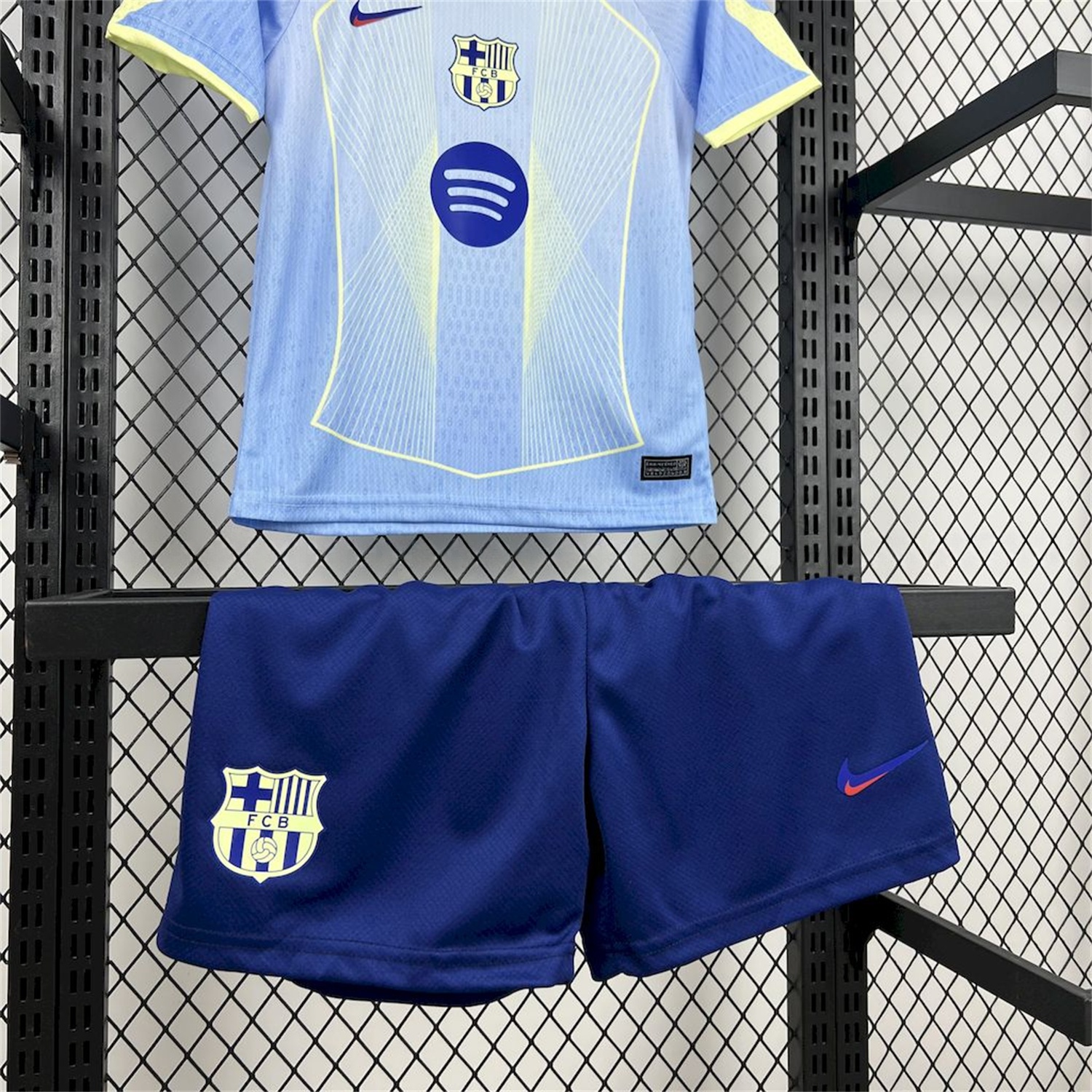 B.A.R.S.A 25-26 T90 White Lines Light Blue Gradient Special Kids Kit - UnitedFutballJersey