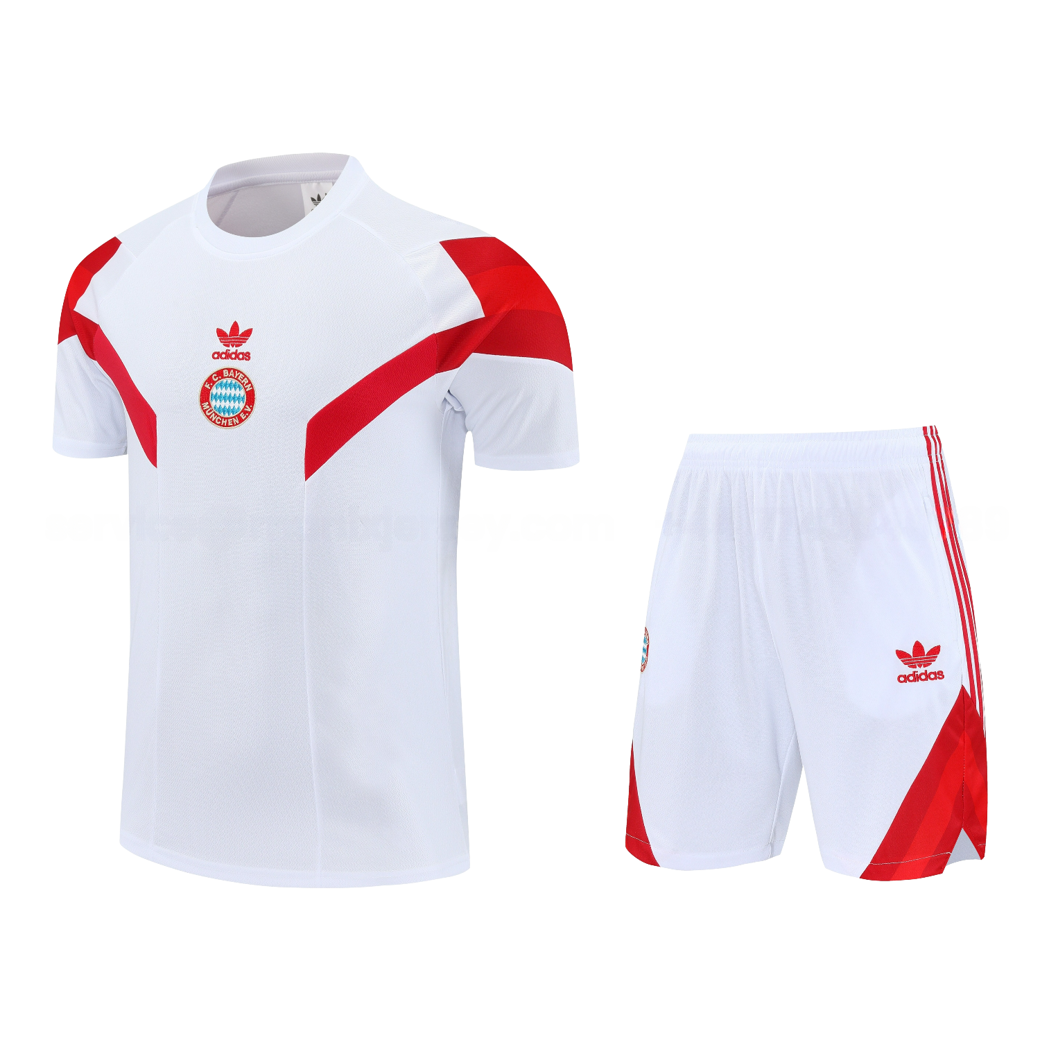 Bayern Munich 25-26 Short-Sleeve Training Set - White Top & white Shorts - UnitedFutballJersey