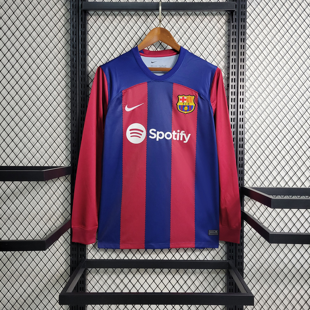 B.A.R.S.A 23-24 Home Long Sleeve Jersey - Fans Version - UnitedFutballJersey