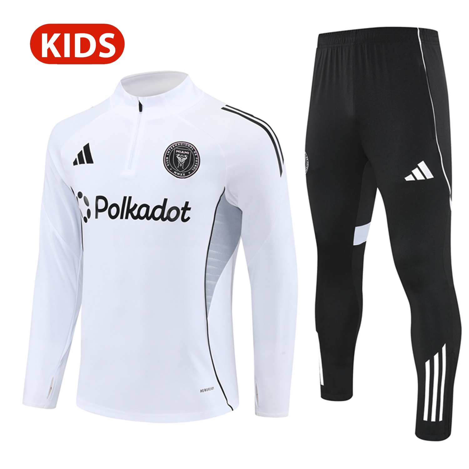 INT M.A.M 25-26 Kid Long Sleeves Training Set - White Top & Black Pants - UnitedFutballJersey