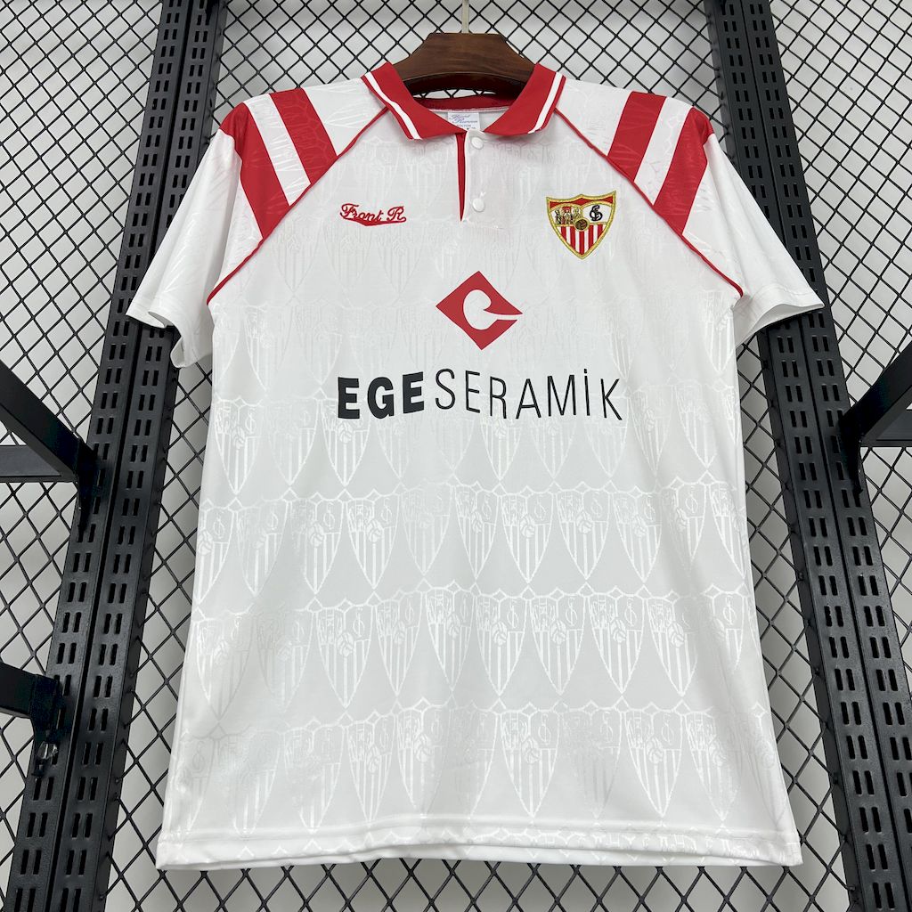 Retro Sevilla FC 1992-93 Home Jersey with Chest Sponsor - UnitedFutballJersey