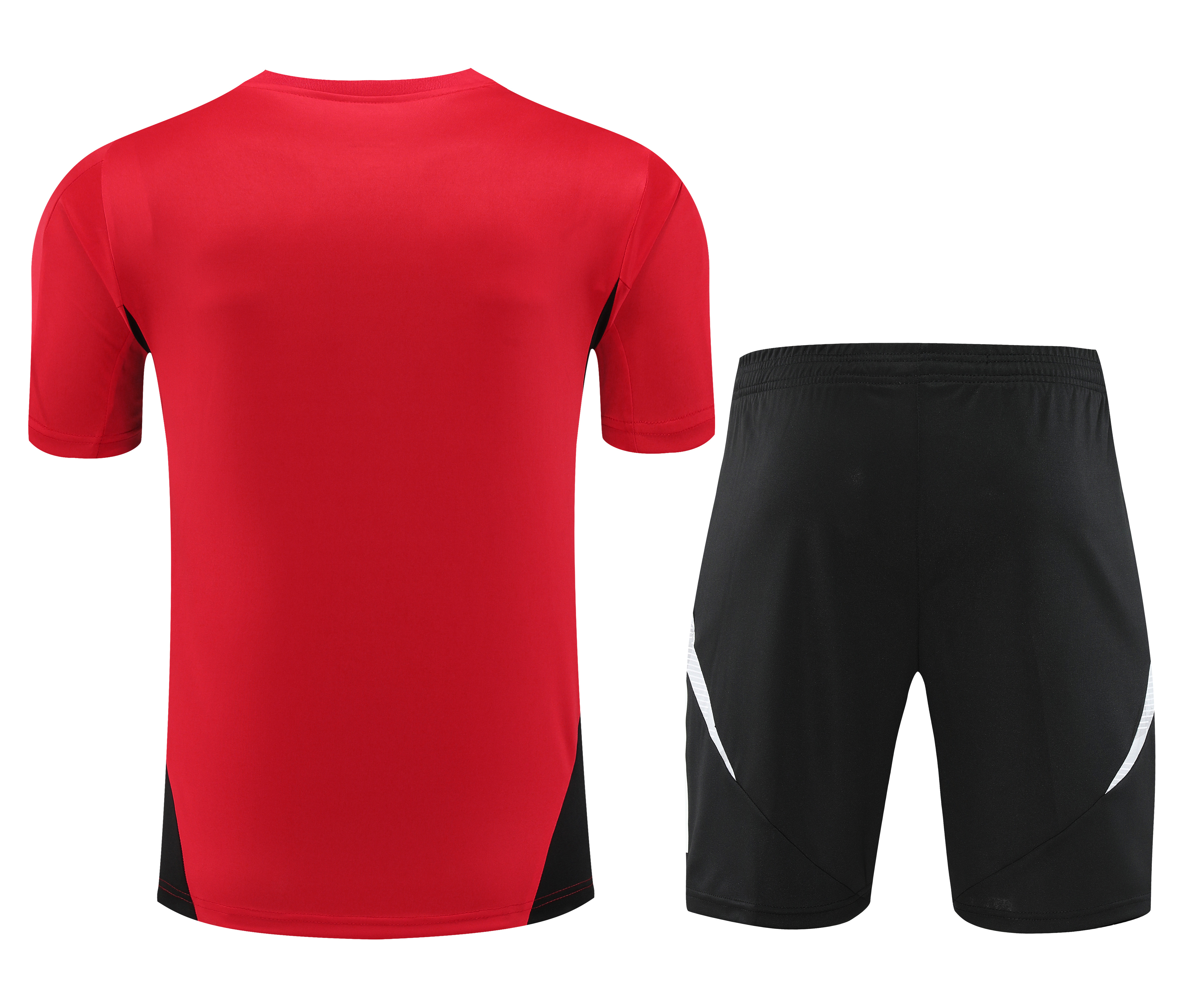 Manchester United 24-25 Short-Sleeve Training Set - Red Top and Black Shorts - UnitedFutballJersey
