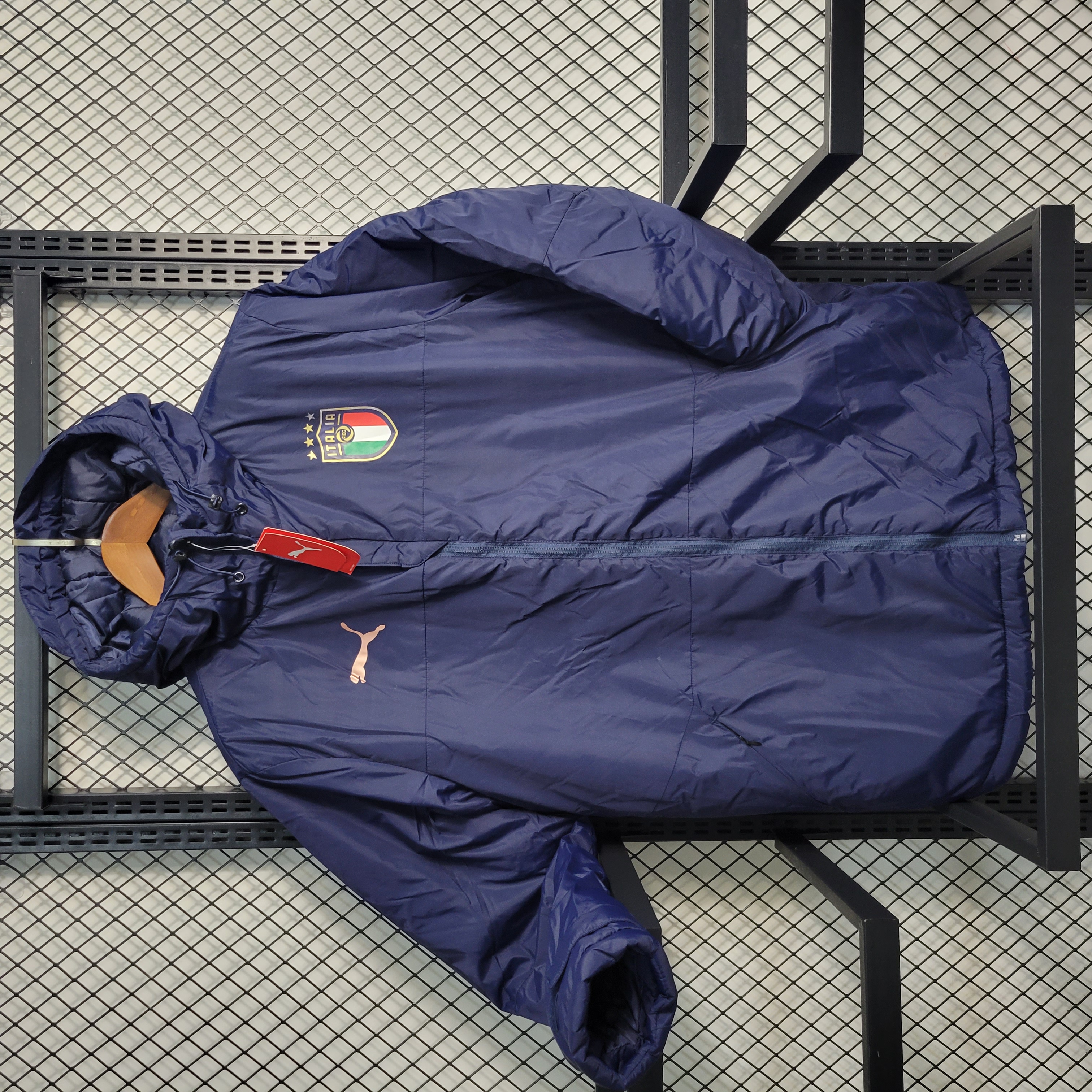 Italy 23-24 Men's Hooded Thermal Cotton Jacket - Blue - UnitedFutballJersey