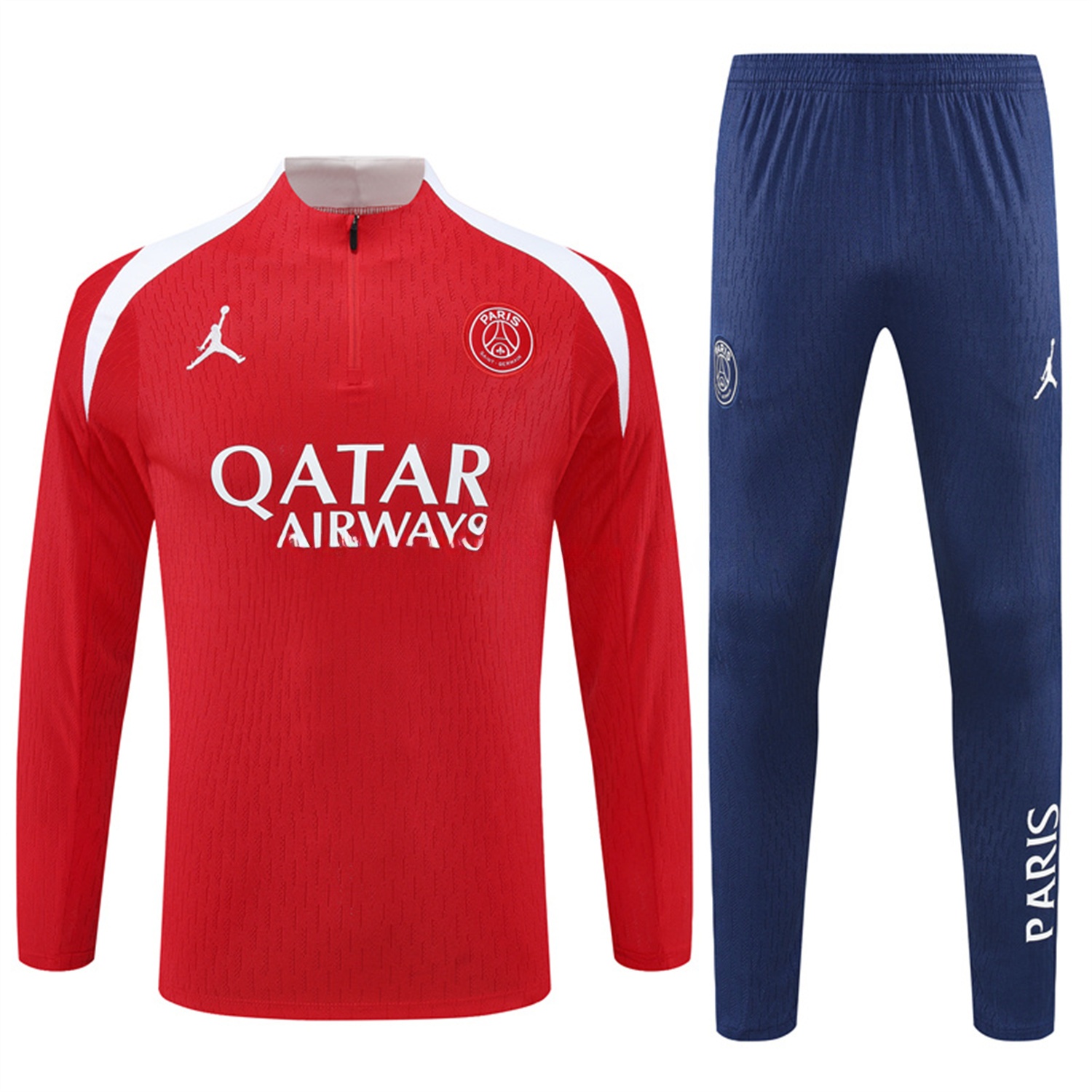 Paris Saint-Germain PSG 25-26 Long Sleeves Training Set - Red Top & Royal Blue Pants - UnitedFutballJersey