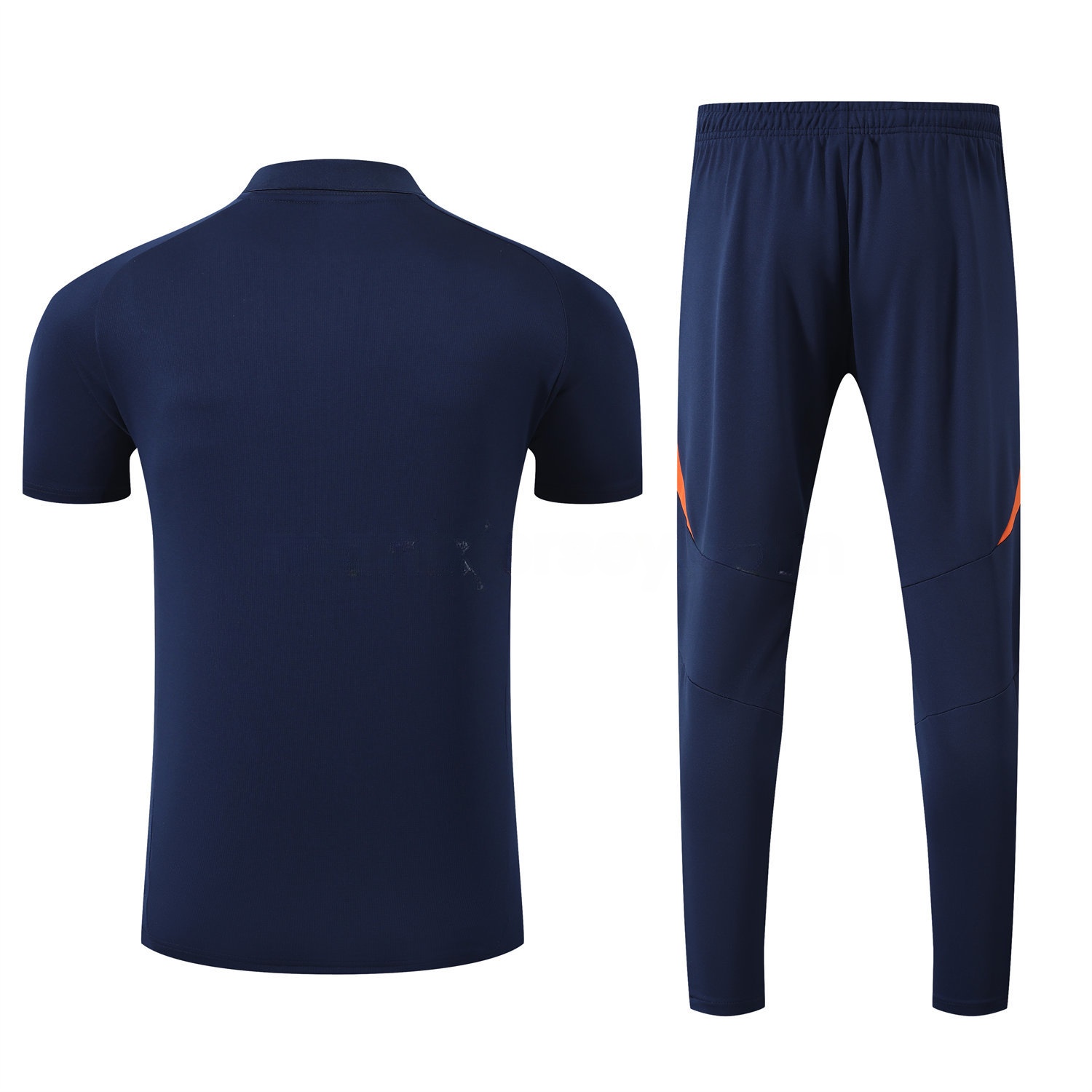 Juventus 25-26 POLO Short-Sleeve Training Set - Deep Blue Top and Pants with Orange Stripes - UnitedFutballJersey