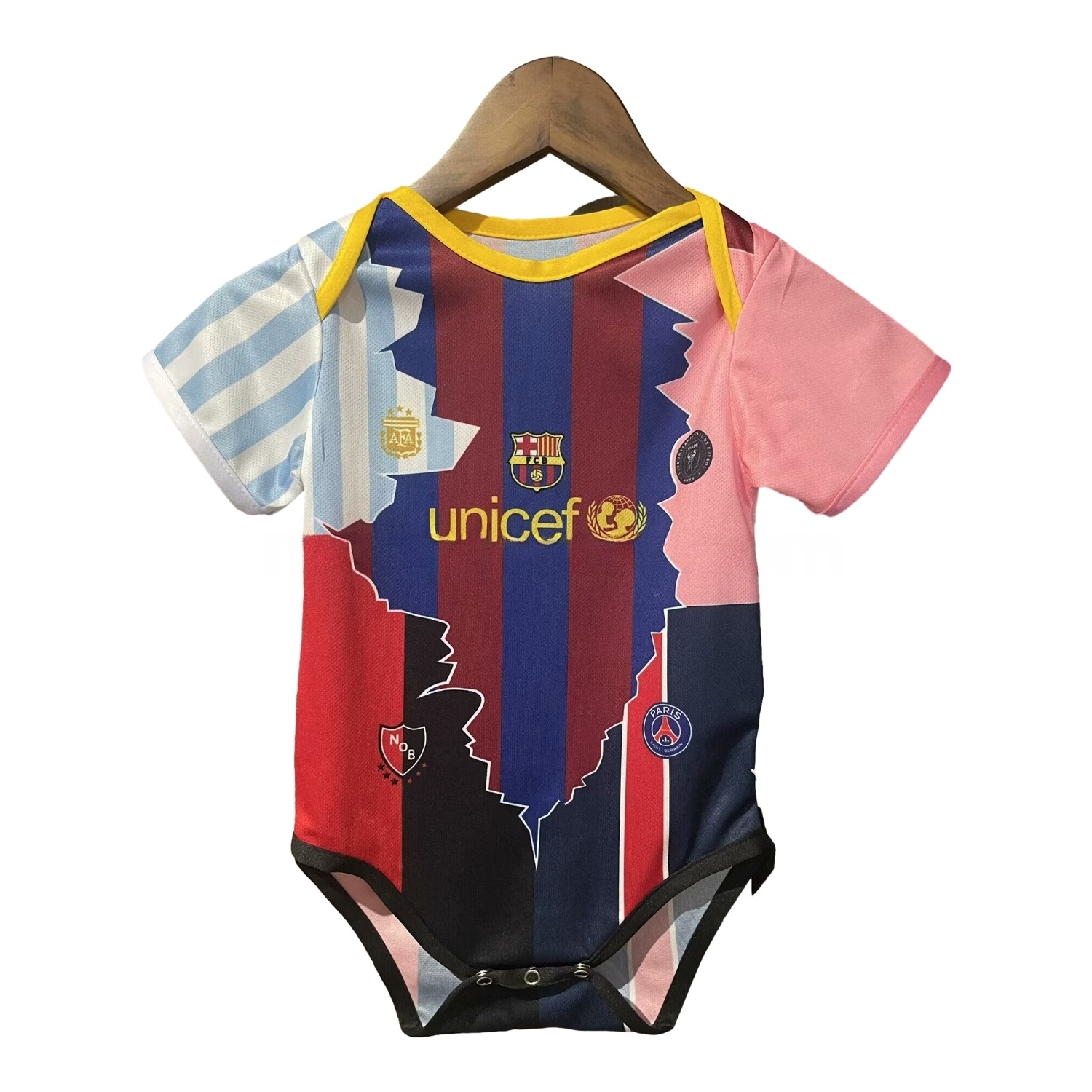 Messi Career Commemorative Baby Crawling Suit - Argentina B.A.R.S.A INT M.A.M Paris Saint-Germain PSG - UnitedFutballJersey