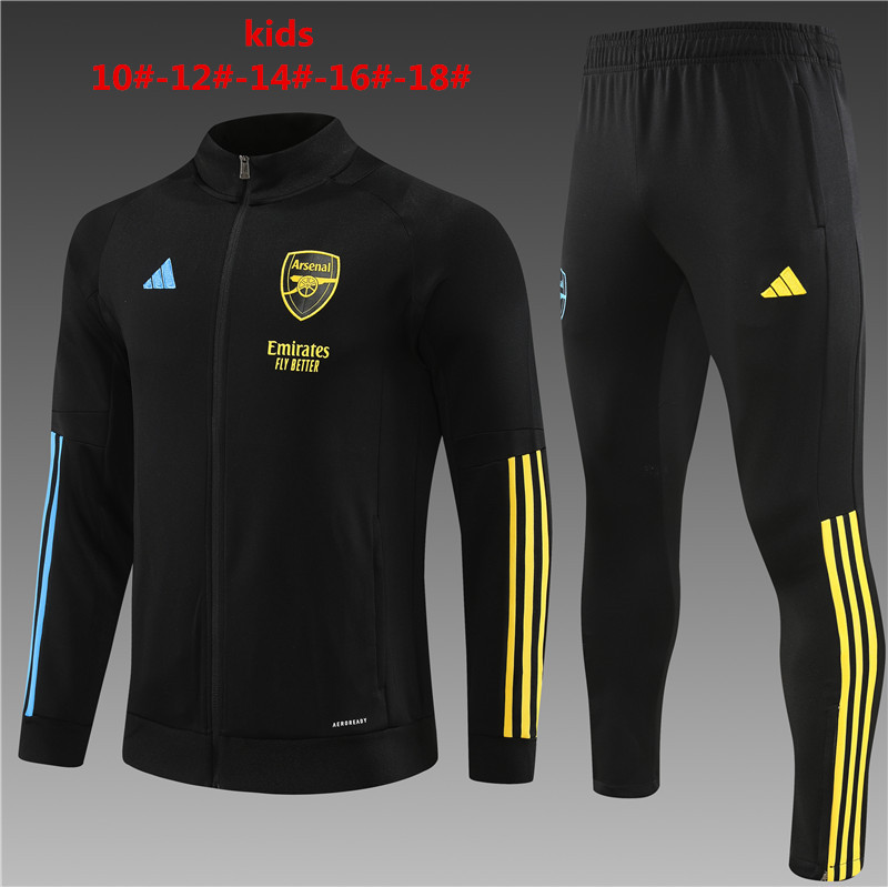 Arsenal 23-24 Kids Jacket Training Tracksuit - Black - UnitedFutballJersey