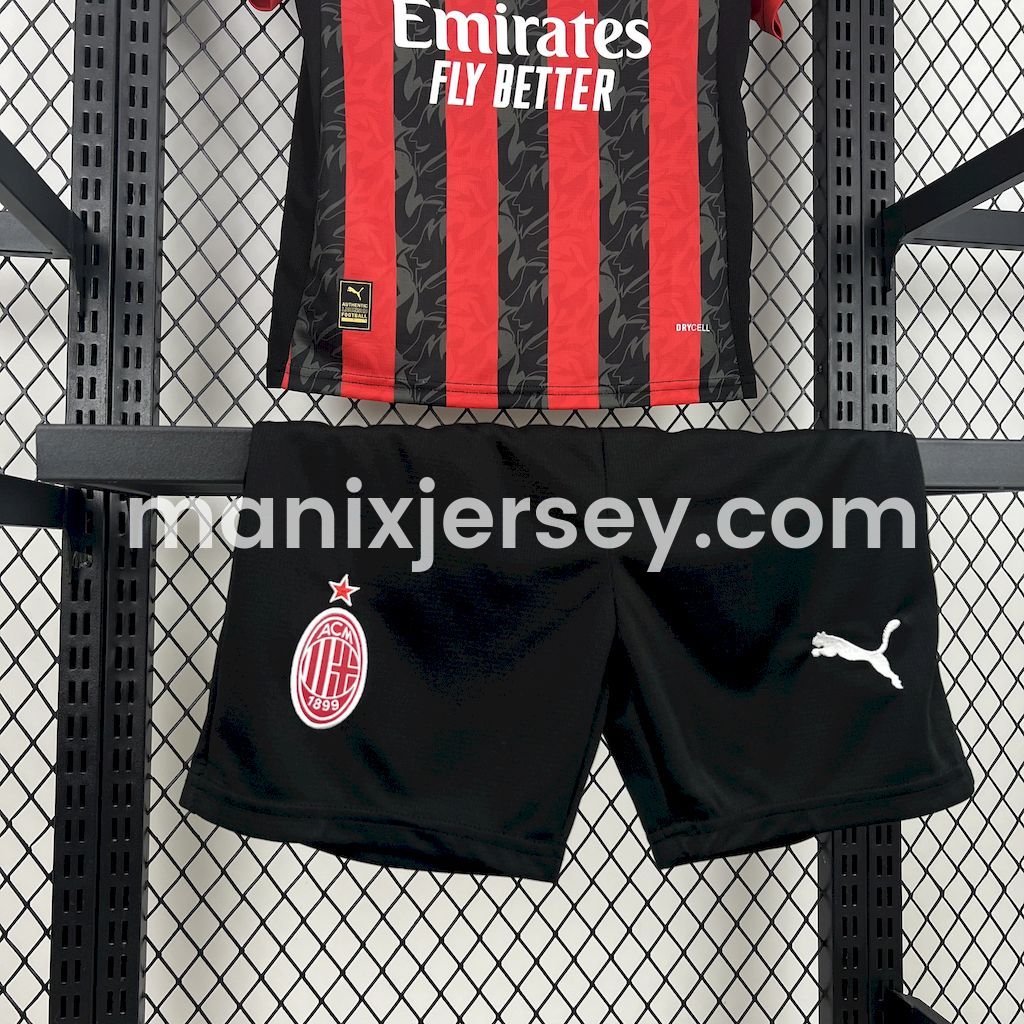 AC Milan 25-26 Home Kids Kit - UnitedFutballJersey