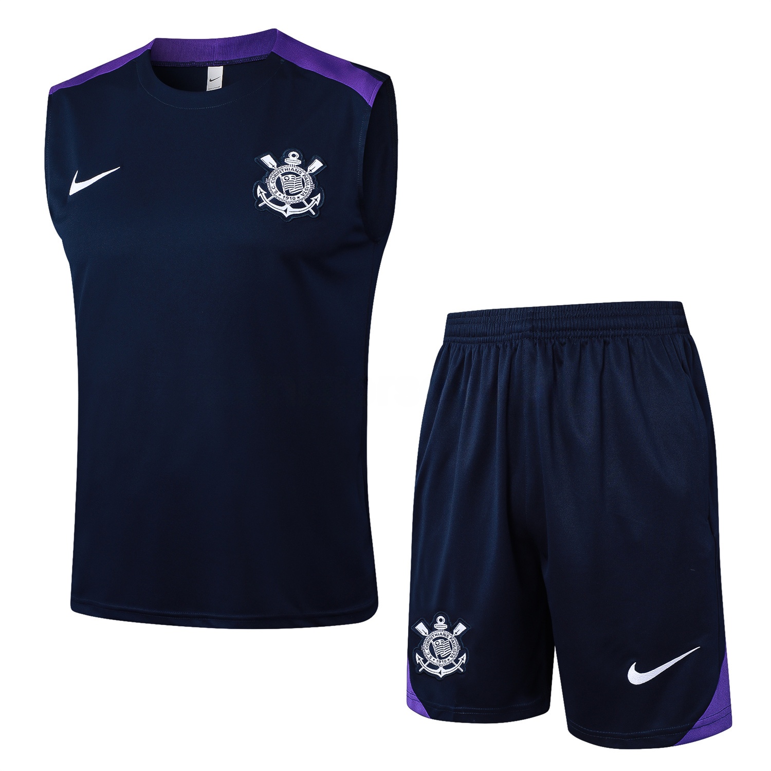 Corinthians 25-26 Vest Training Set - Deep Blue Black Vest and Shorts - UnitedFutballJersey