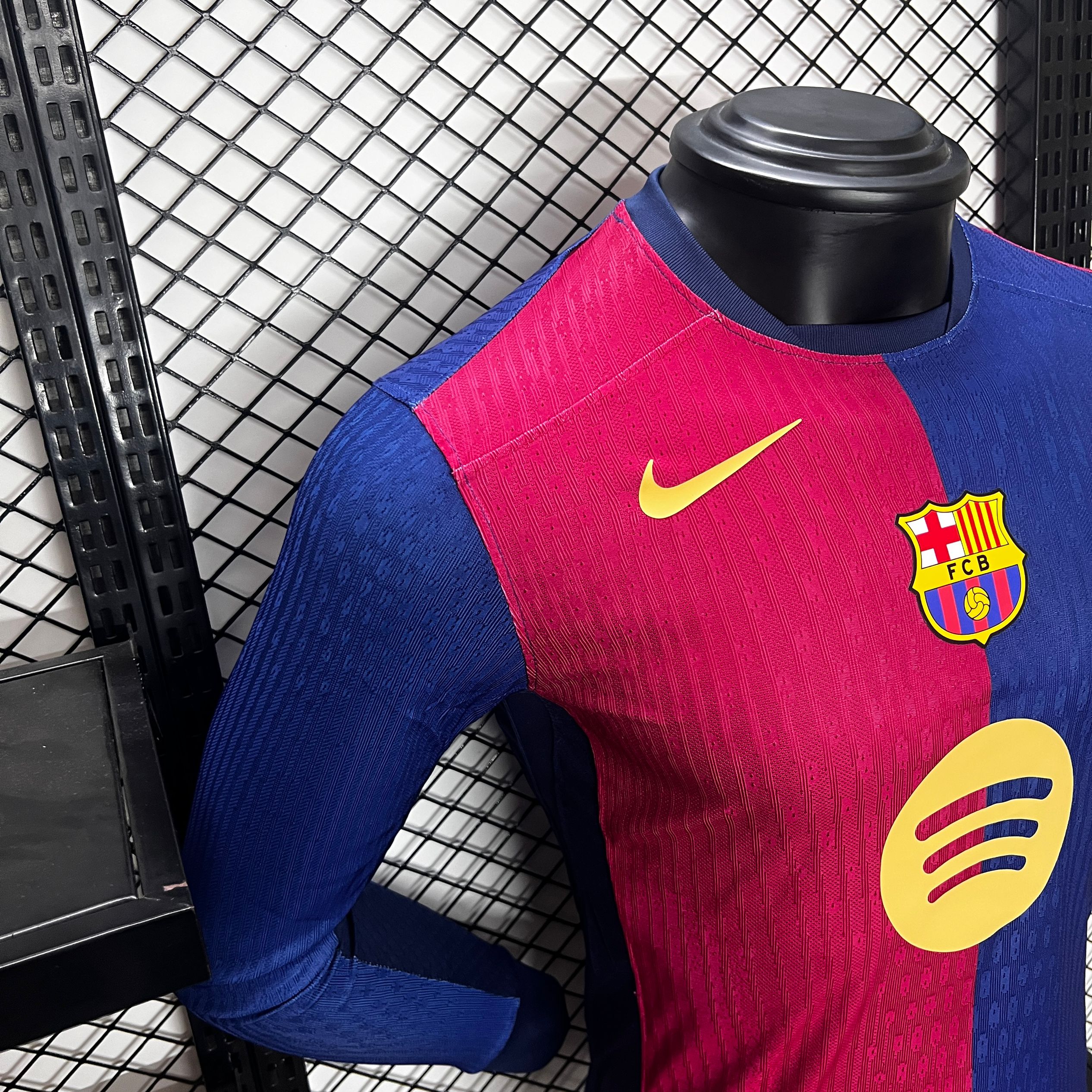 B.A.R.S.A 24-25 Home Long Sleeve Jersey with Big Logo - Player Version - UnitedFutballJersey