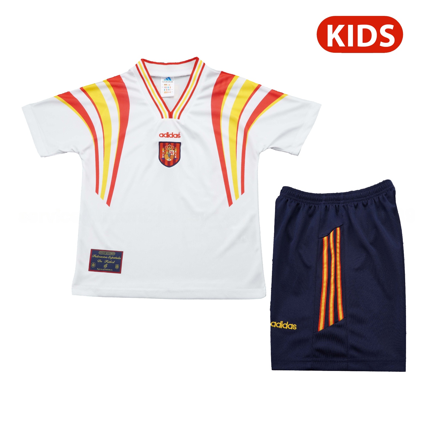 Retro Spain 1996 Away White Kids Kit - UnitedFutballJersey