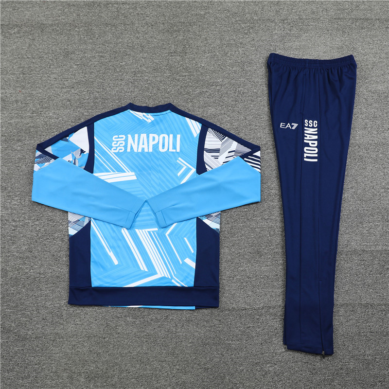 Napoli 24-25 Pre-Match Long Sleeve Training Set - Light Blue Top and Deep Blue Pants - UnitedFutballJersey