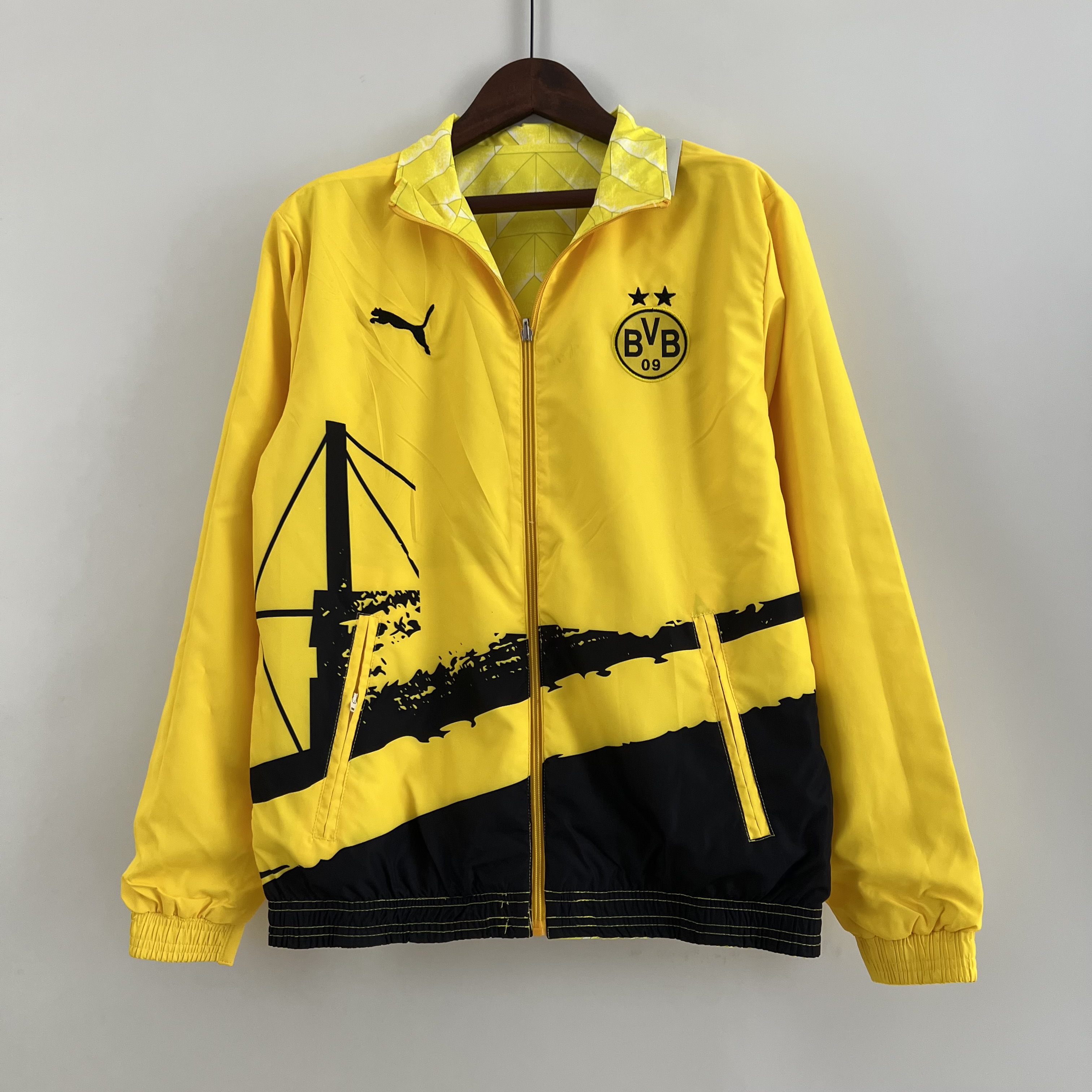 Dortmund 23-24 Double Sided Windbreaker - Yellow - UnitedFutballJersey