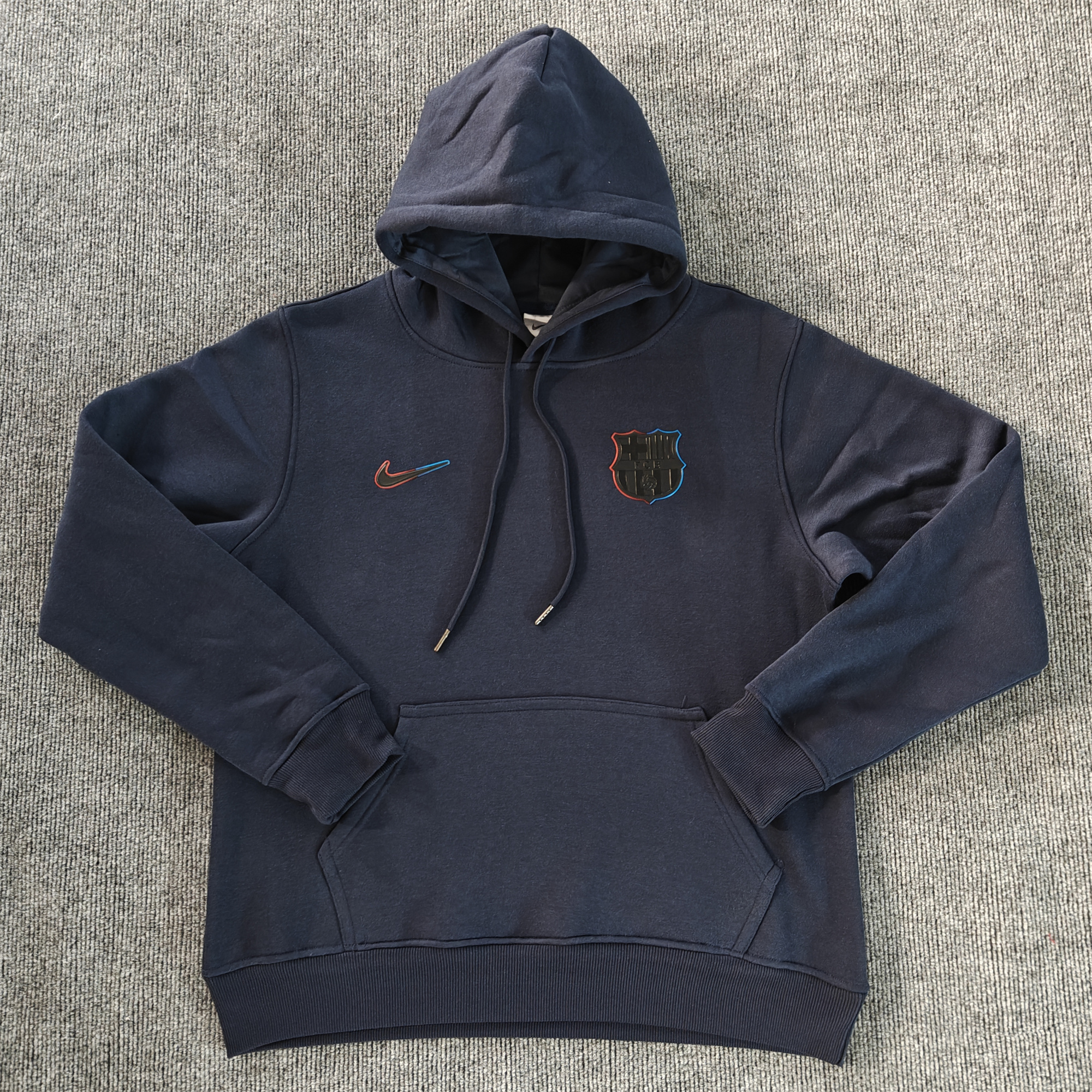 Barcelona 24-25 Black Team Badge Hoodie - Deep Blue - UnitedFutballJersey