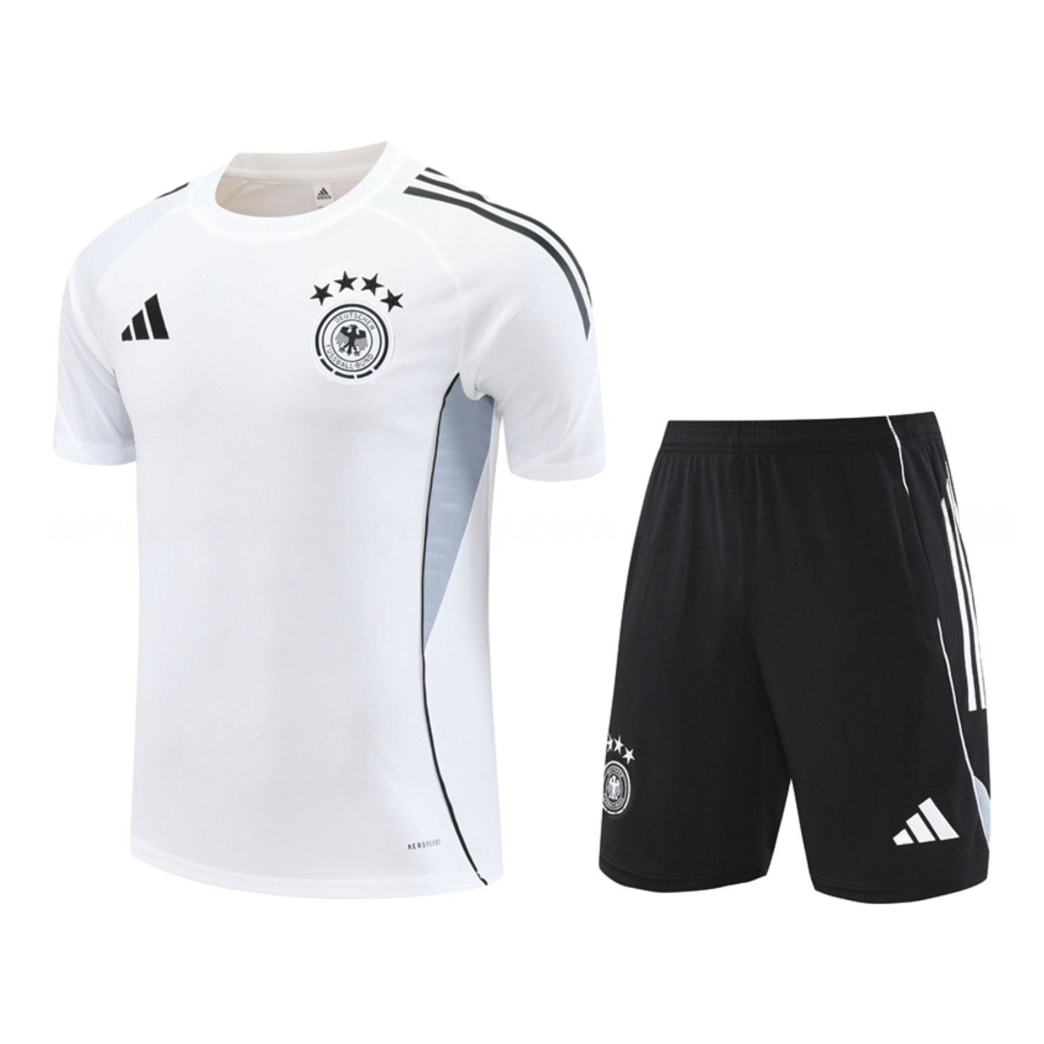 Germany 25-26 Short-Sleeve Training Set - White Top & Black Shorts - UnitedFutballJersey