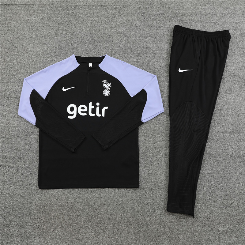 Tottenham Hotspur 23-24 Kids Long Sleeve Training Set Black - UnitedFutballJersey