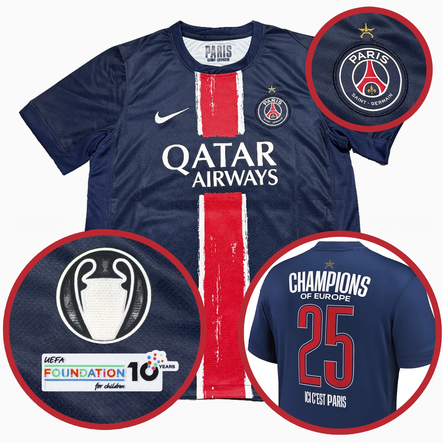 Paris Saint-Germain PSG 2025 Champions League Eiffel Tower Star Jersey - Fans Version - UnitedFutballJersey
