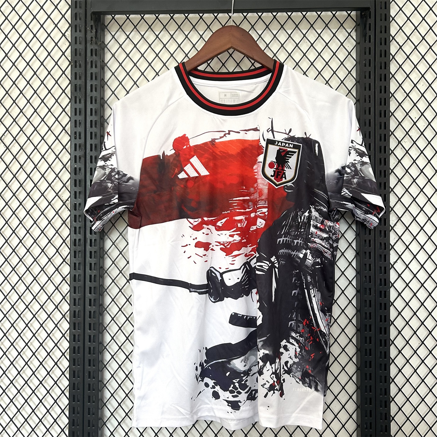 Japan 25-26 Black Samurai Silhouette White Jersey - Fans Version - UnitedFutballJersey