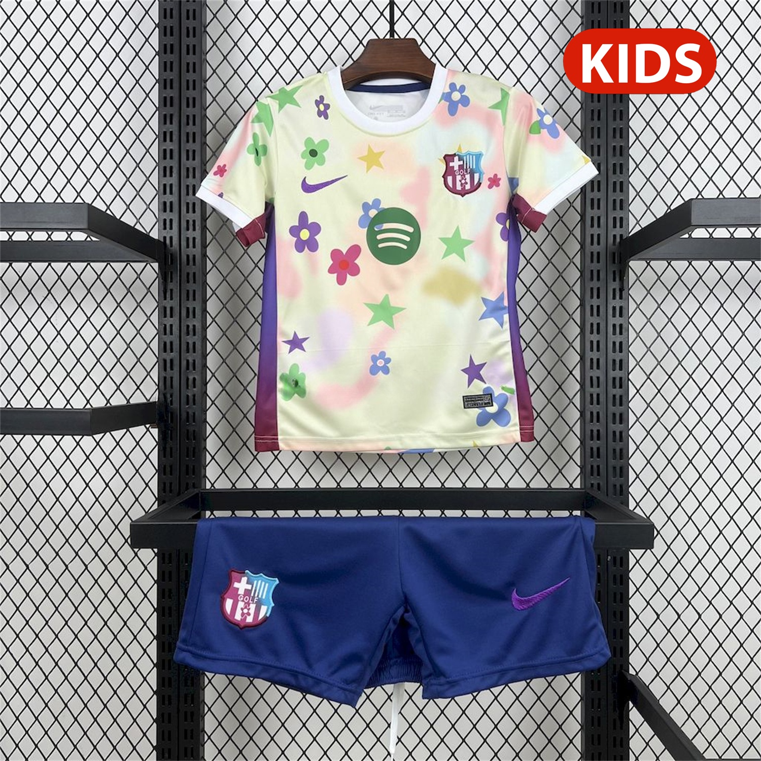 Barcelona 25-26 Stars And Flowers Pink Special Kids Kit - UnitedFutballJersey