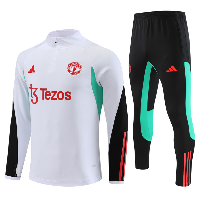 Manchester United 23-24 Long Sleeve Training Set -White - UnitedFutballJersey