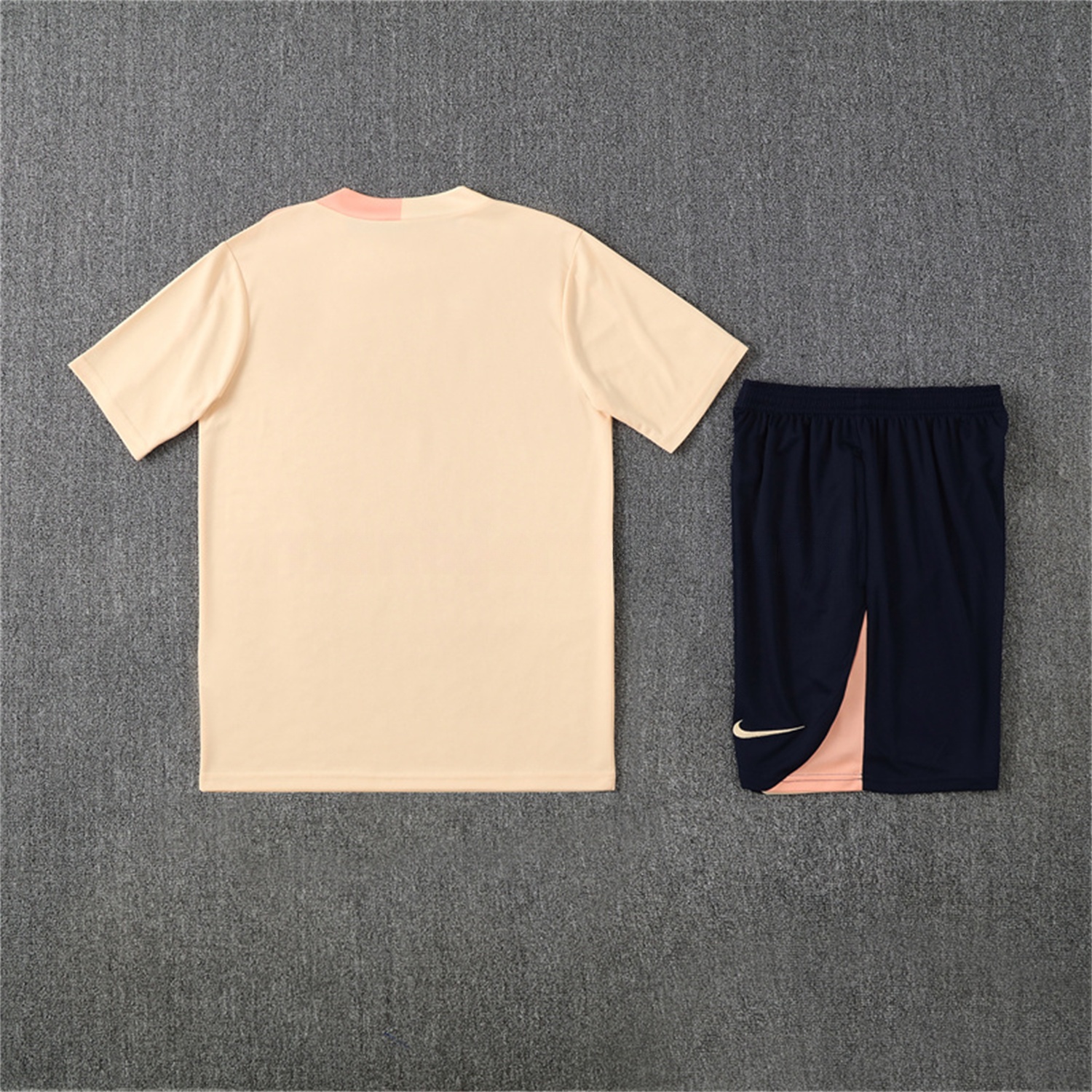 Barcelona 25-26 Short-Sleeve Training Set - Beige Top & Blue Shorts - UnitedFutballJersey