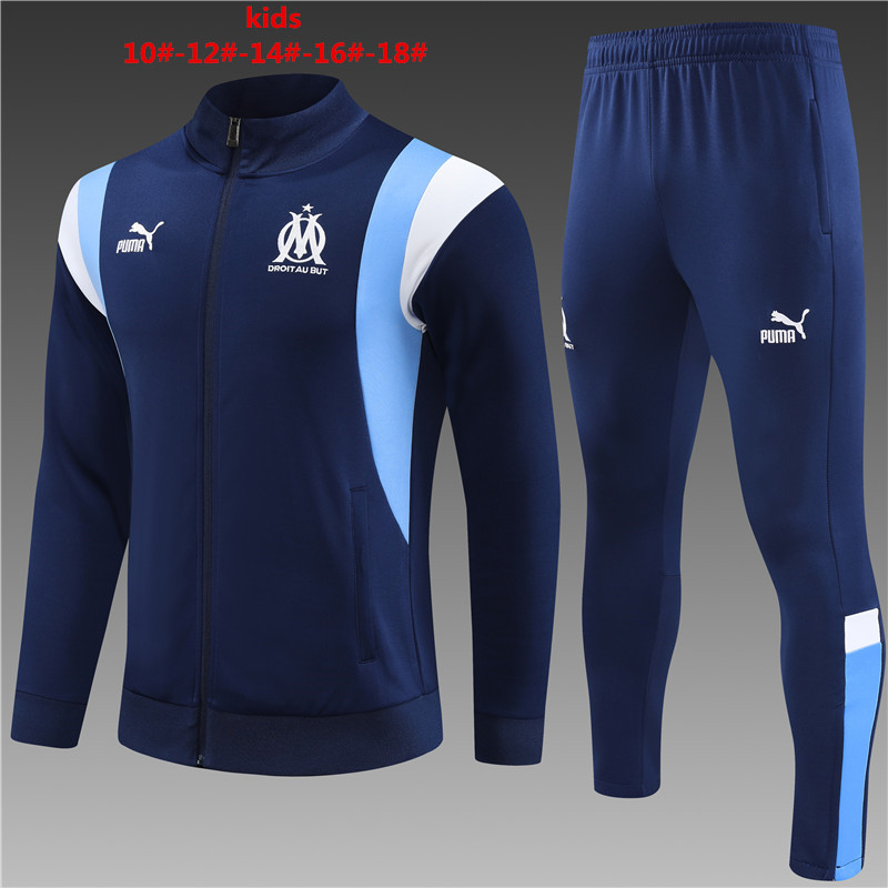 Marseille 23-24 Kids Jacket Training Tracksuit - Blue - UnitedFutballJersey